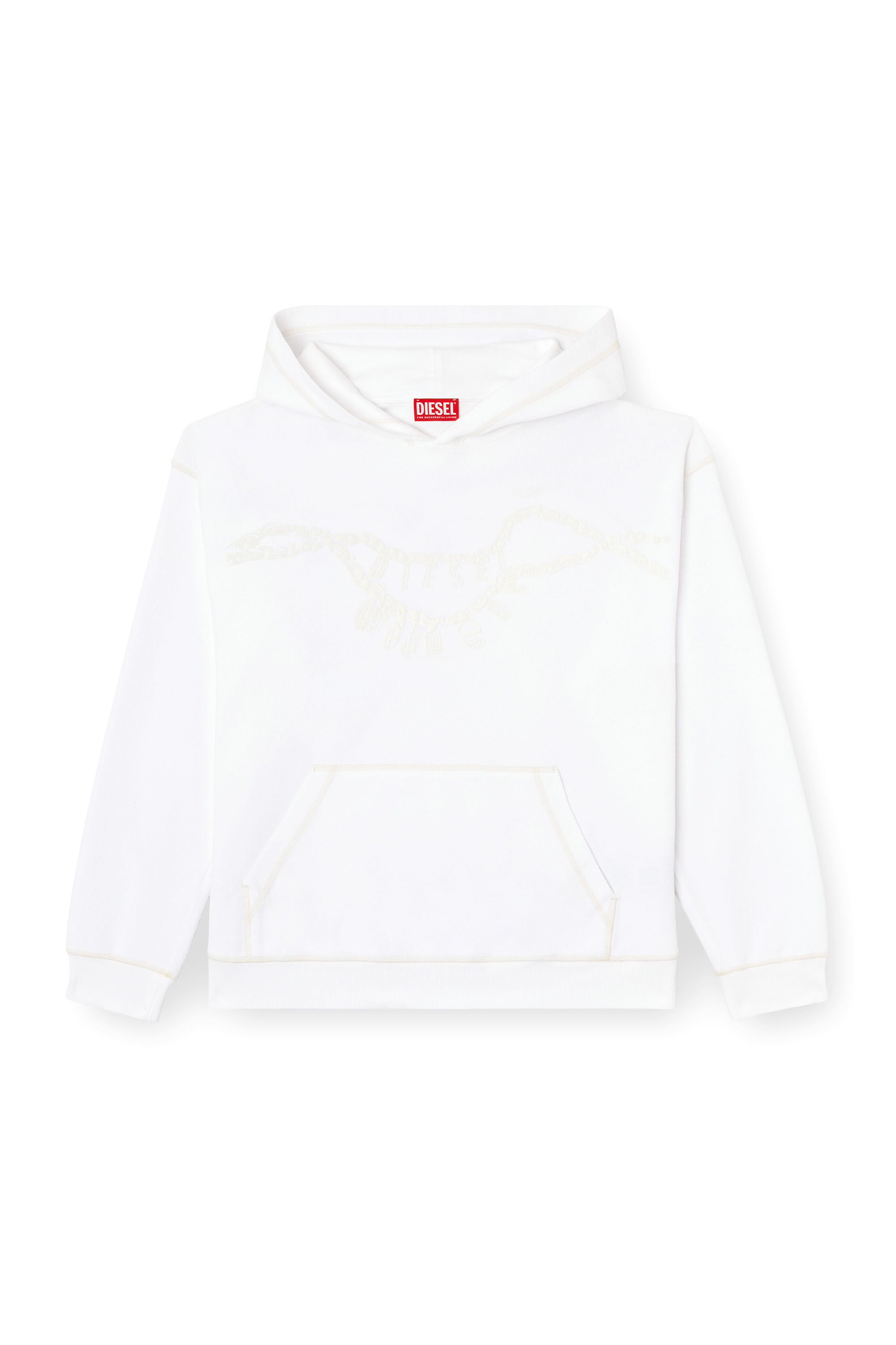 Diesel - S-BOXT-HOOD-HOSHI, Sudadera con capucha y estampado de collar con colgante Unisex in Blanco - 2