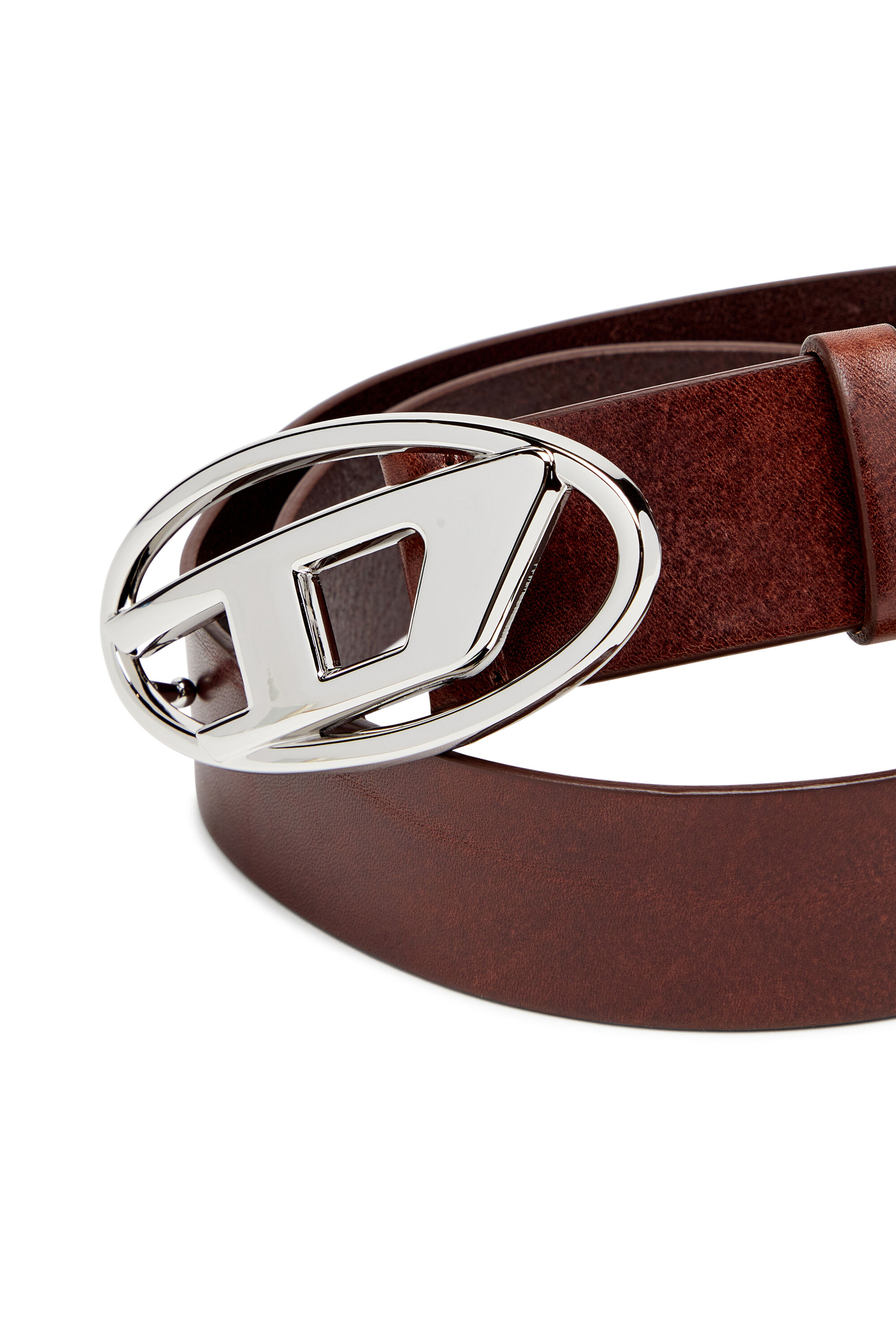 Diesel ★ B-1DR Leather Belt with D Buckle B-1DR: Leather Belt with silver D logo buckle | Diesel