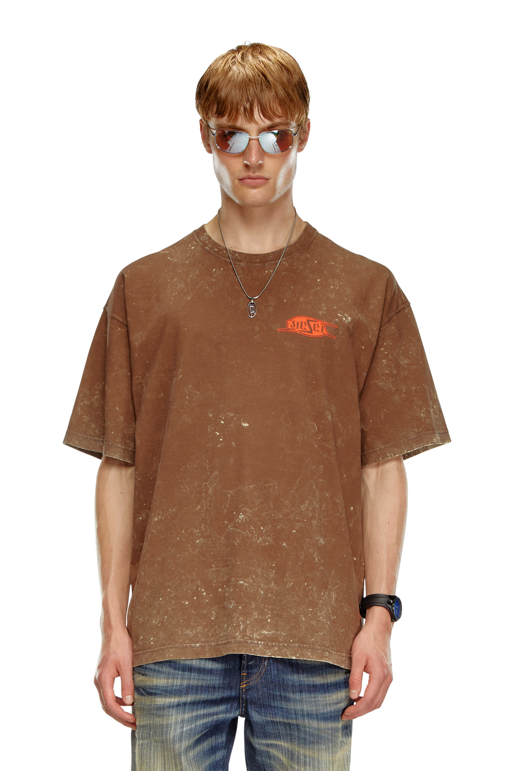 Men's T-shirt with maxi bleeding logos | Red | Diesel