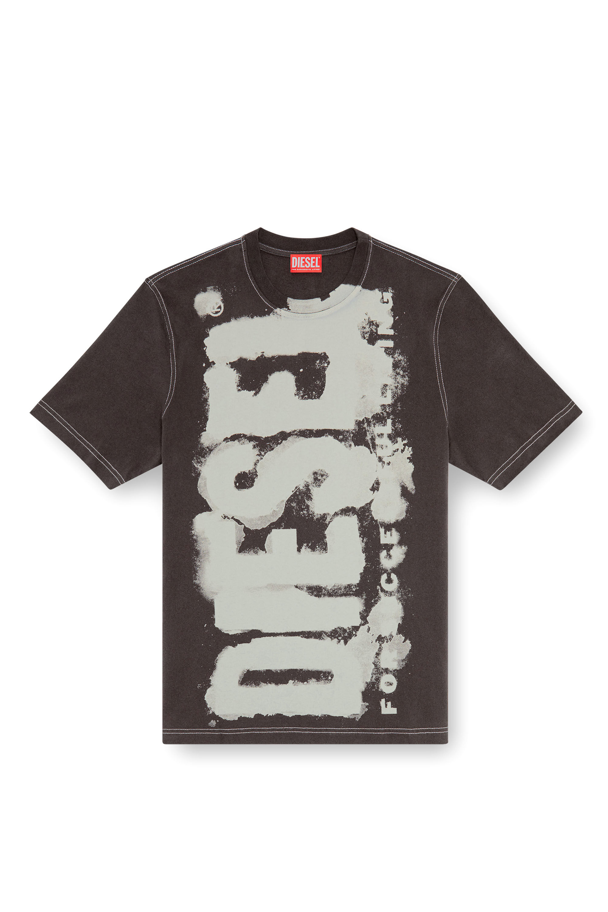 Diesel - T-ADJUST-Q4, Man's T-shirt with splotched logo in Dark grey - 2