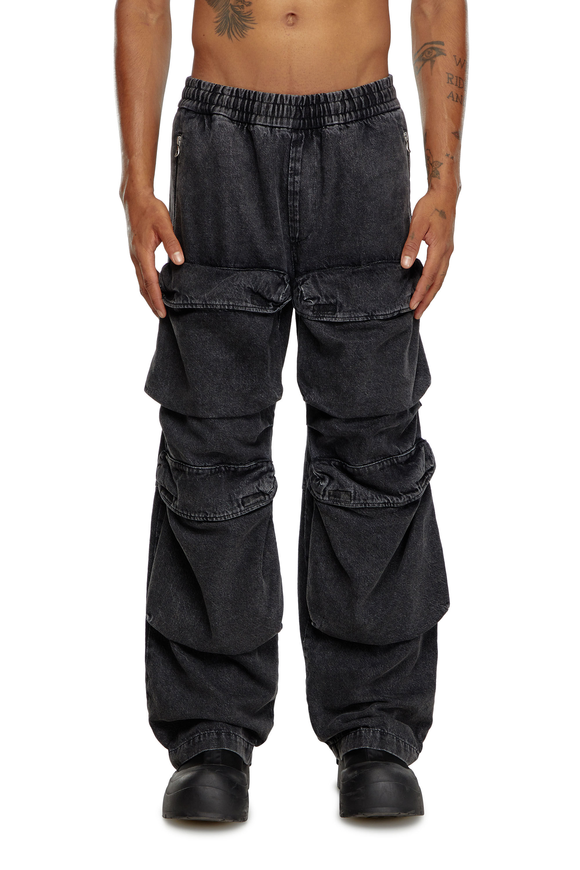 Men's Relaxed Jeans | Black/Dark grey | Diesel D-Baertson
