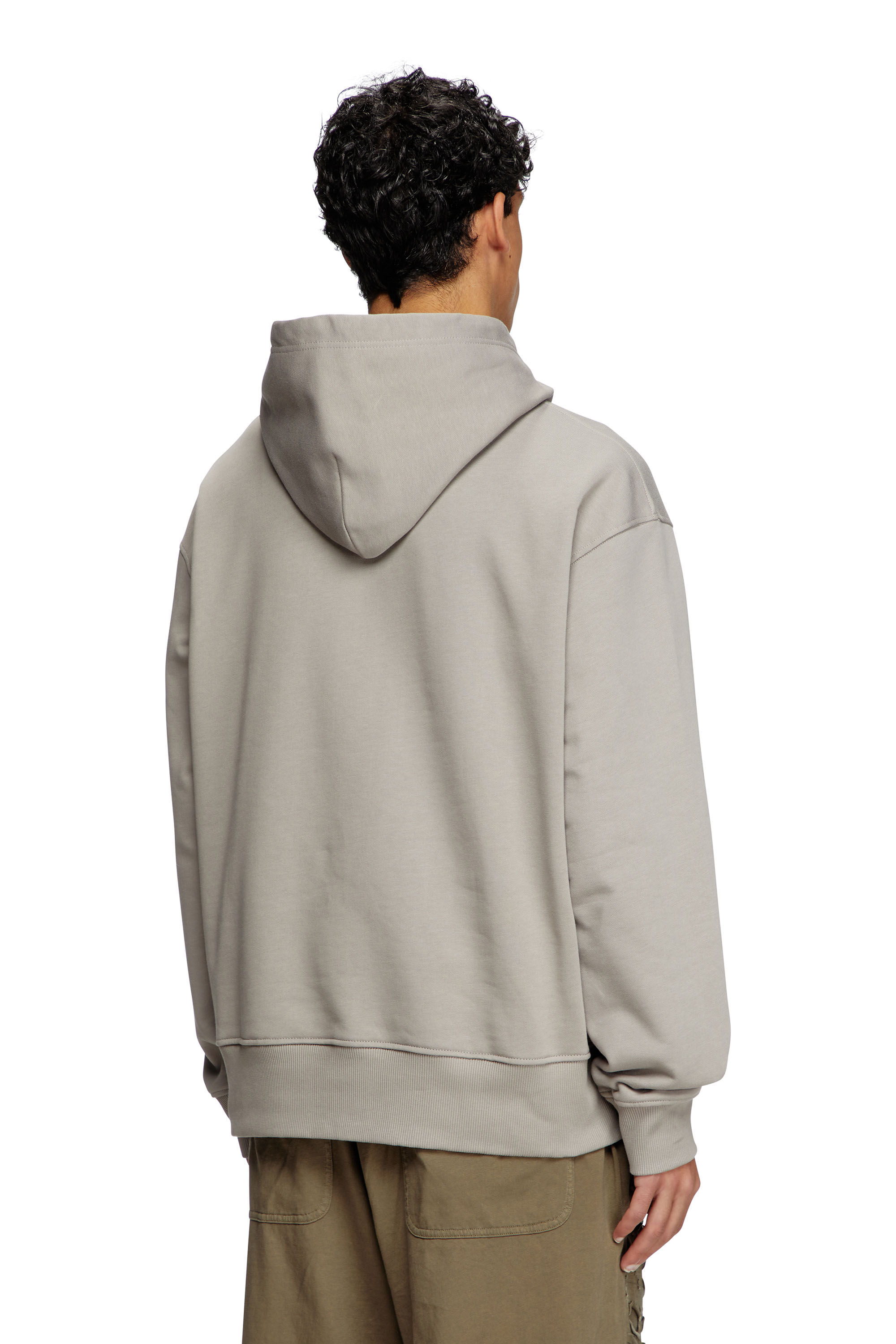 Diesel - S-MACS-HOOD-OD, Sudadera con capucha extragrande con logotipo metálico Hombre in Gris - 4