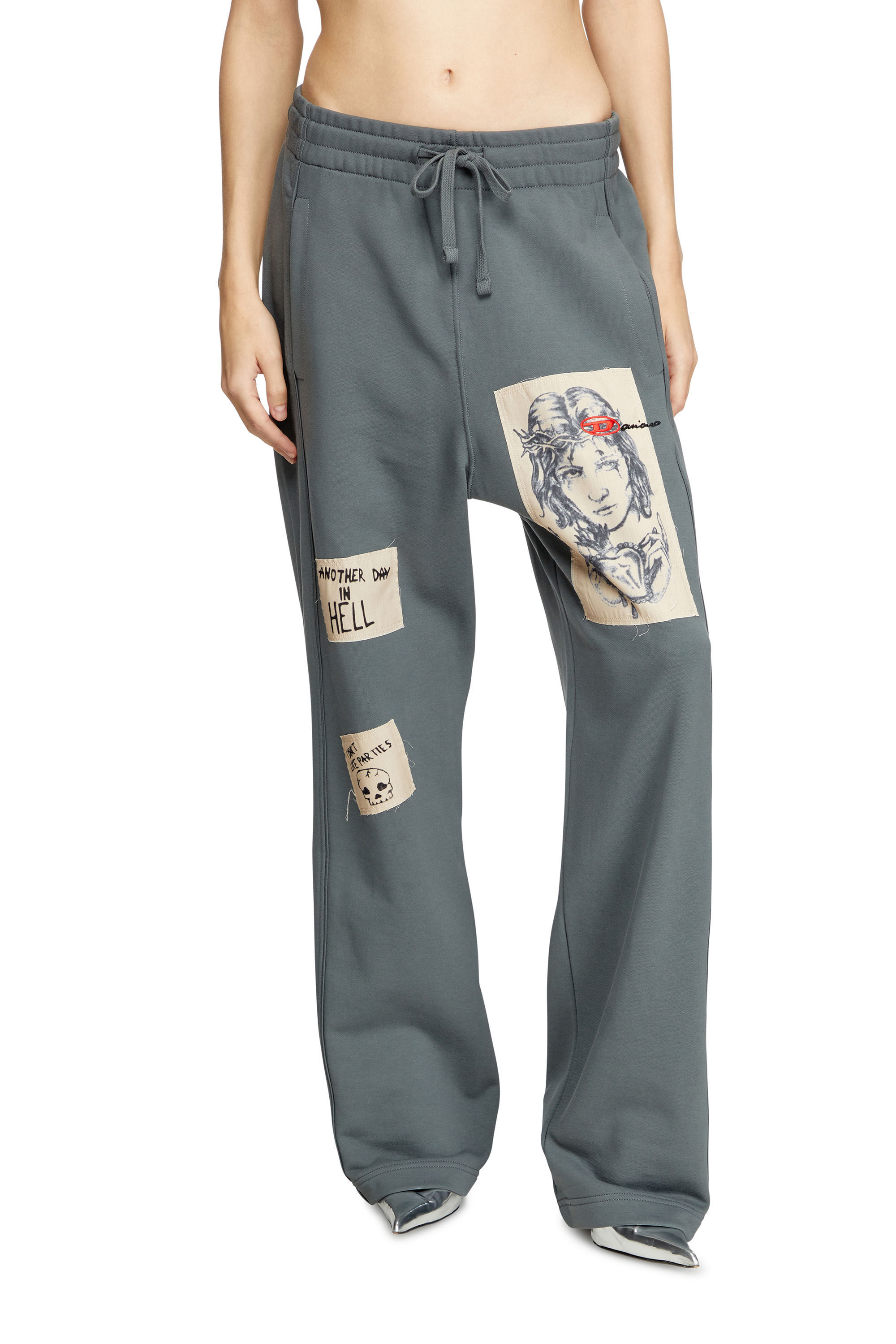 Women's Track pants with tattoo patches | Grey | Diesel