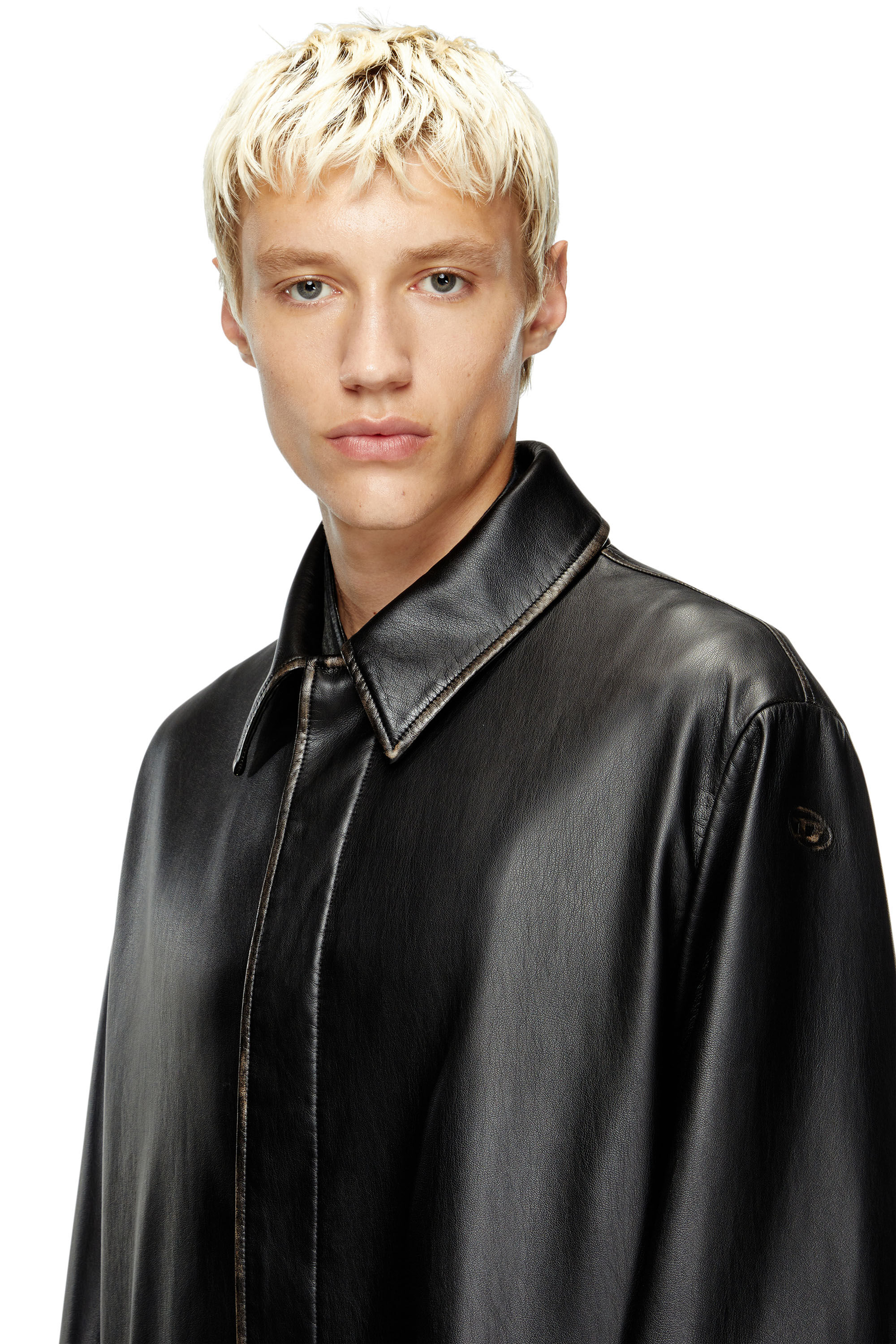 Diesel - J-RIVERS, Sobretodo desgastado con forro de franela Hombre in Negro - 4