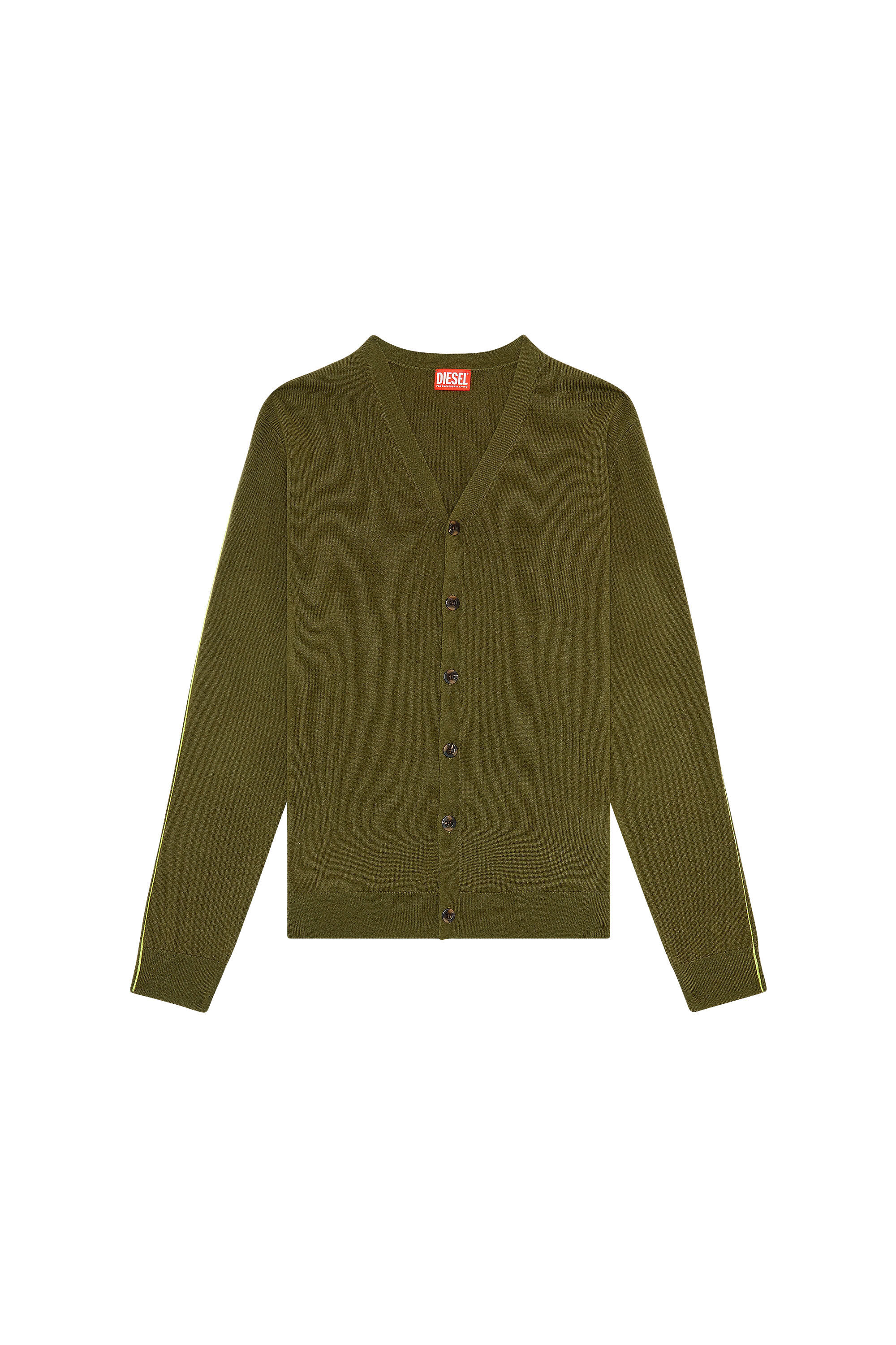 Diesel - K-ZANTE, Cárdigan con ribetes en contraste Hombre in Verde - 2