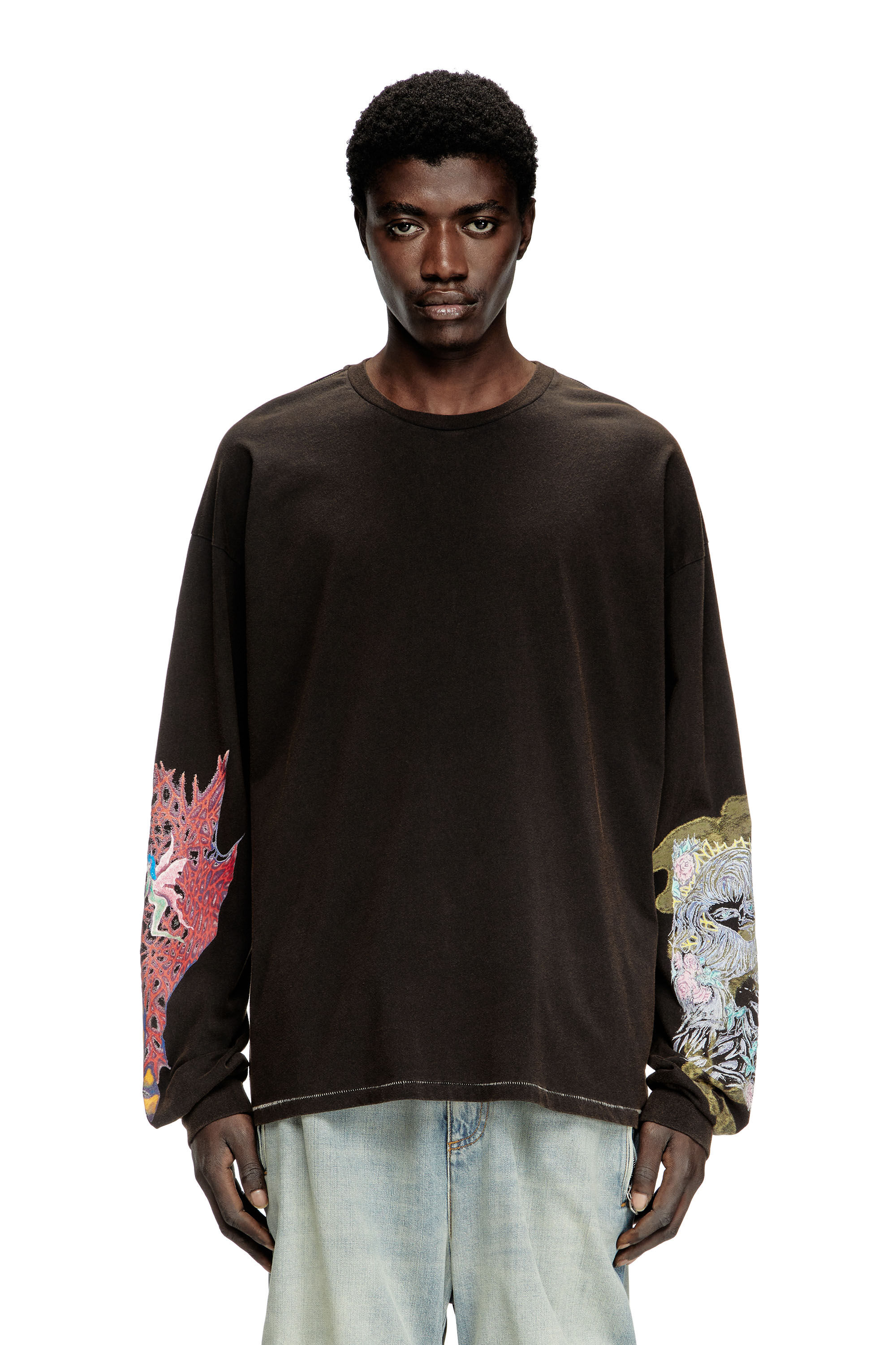 公式サイト - ハイブランドの新作が続々登場 Men's Long-sleeve Diesel | Black | graphics printed with T-shirt トップス