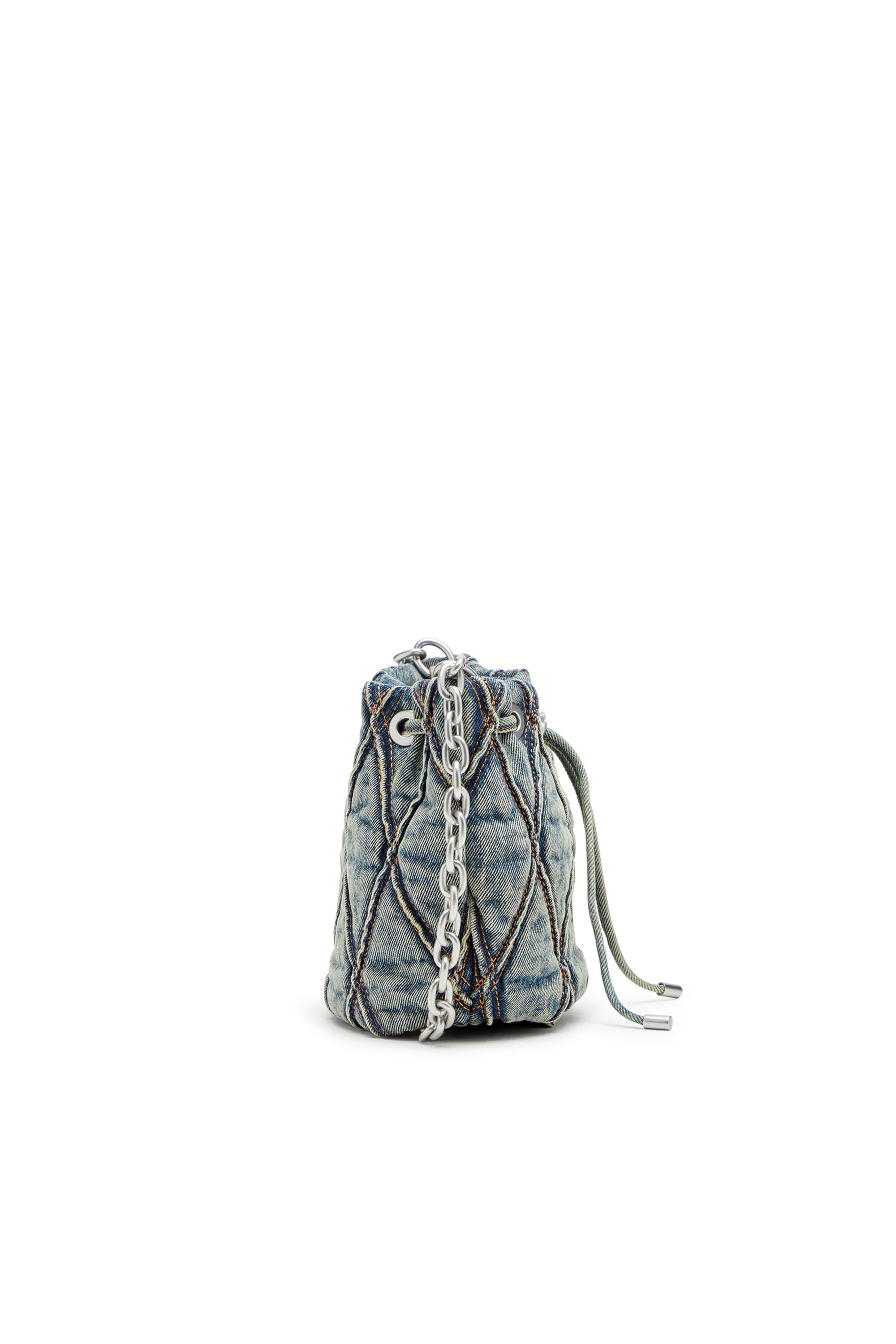 Diesel - CHARM-D BUCKET S, Charm-D S-Bolso mini tipo cubo en denim acolchado con motivo argyle Mujer in Azul marino - 4