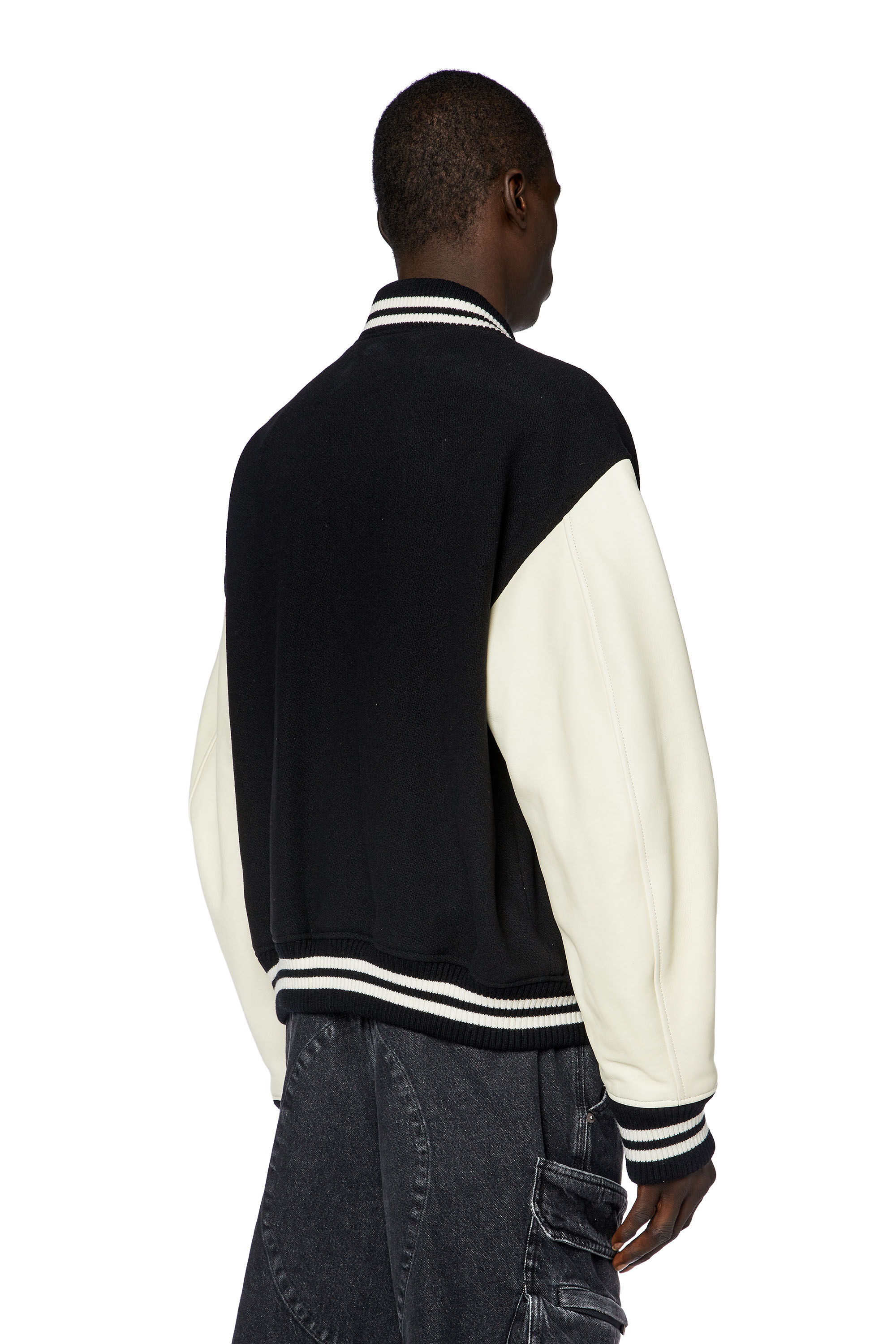 Men's Bomber jacket in leather and wool | Multicolor | Diesel