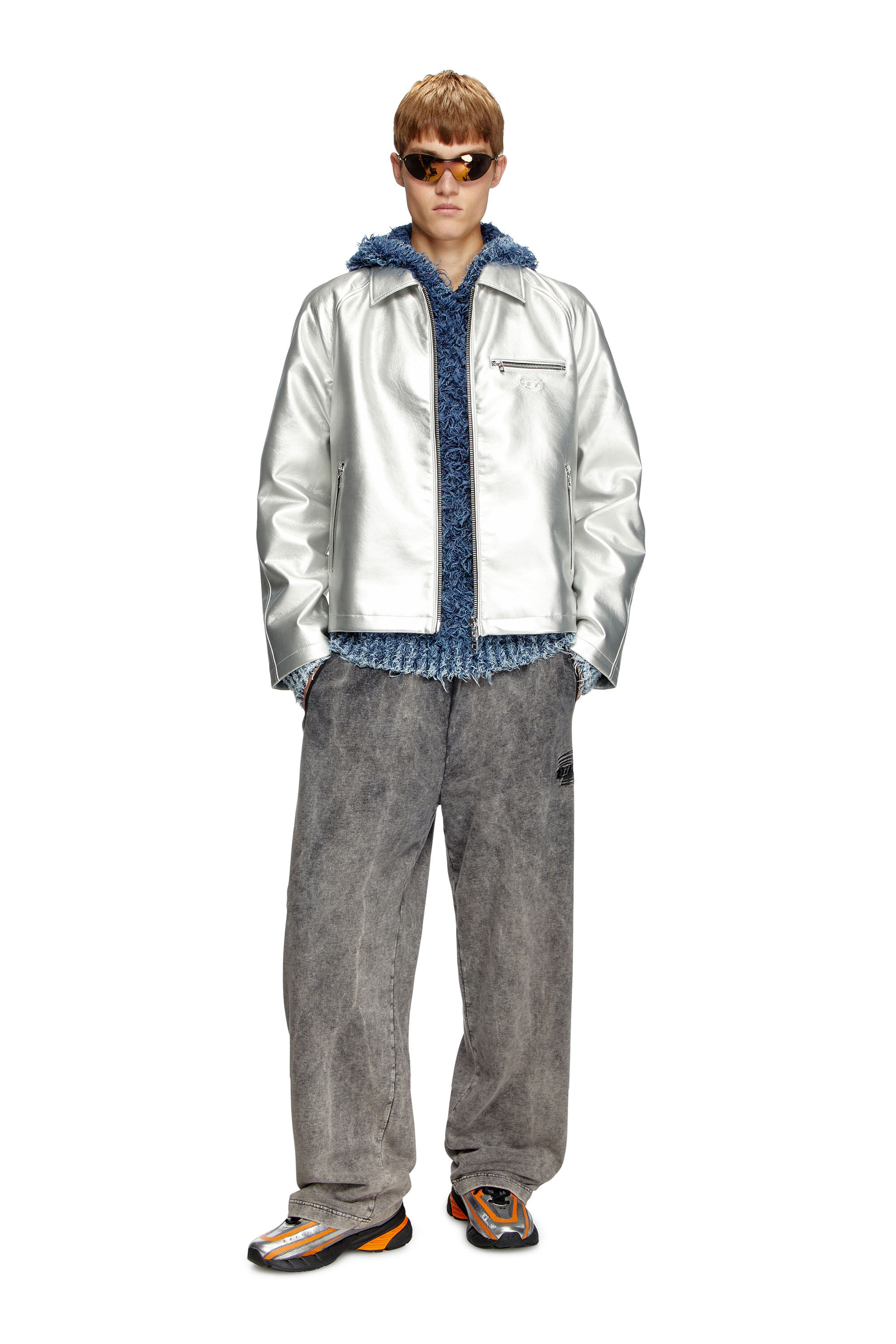 Diesel - J-THOME, Chaqueta coach metálica Unisex in Plateado - 1