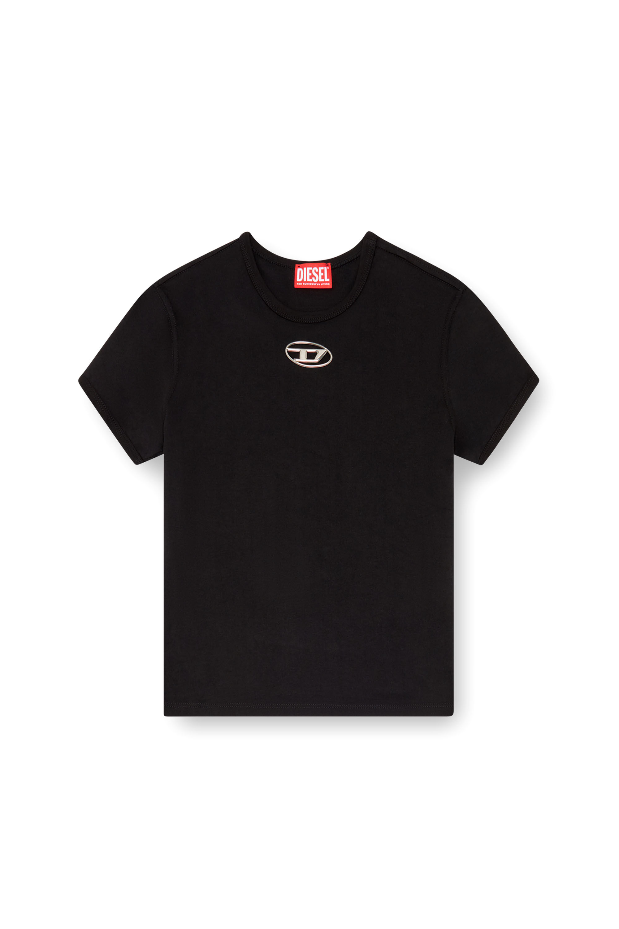 Diesel - T-UNCUTIE-LONG-OD, Camiseta con Oval D moldeado por inyección Mujer in Negro - 2
