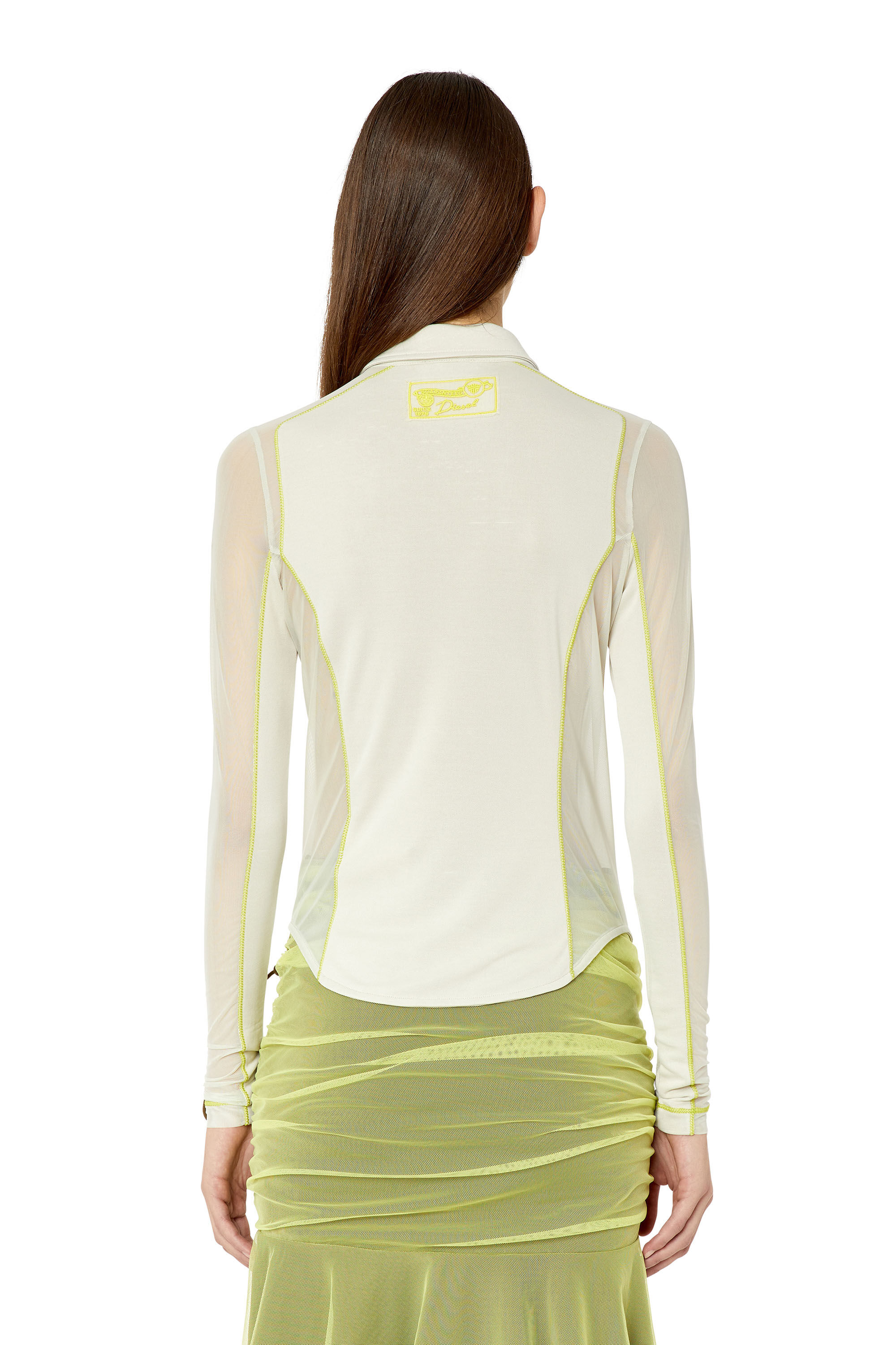 Diesel - T-NOXA, Woman's Modal blend shirt with mesh inserts in White - 5