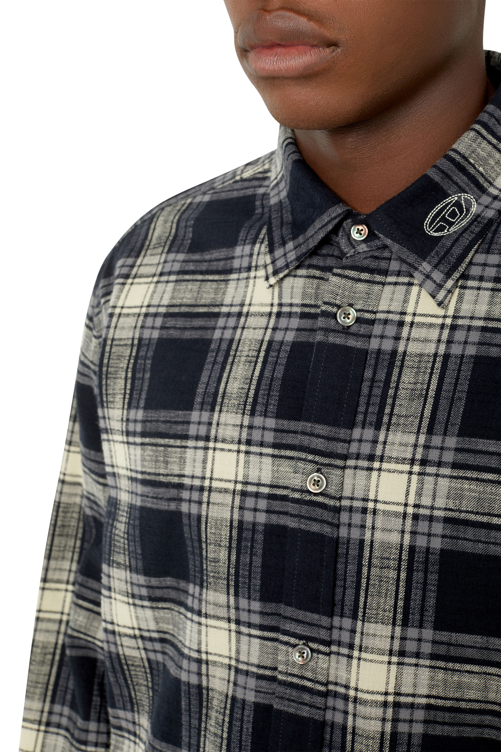 S-UMBE-CHECK-NW Man: Checked shirt in slub flannel | Diesel