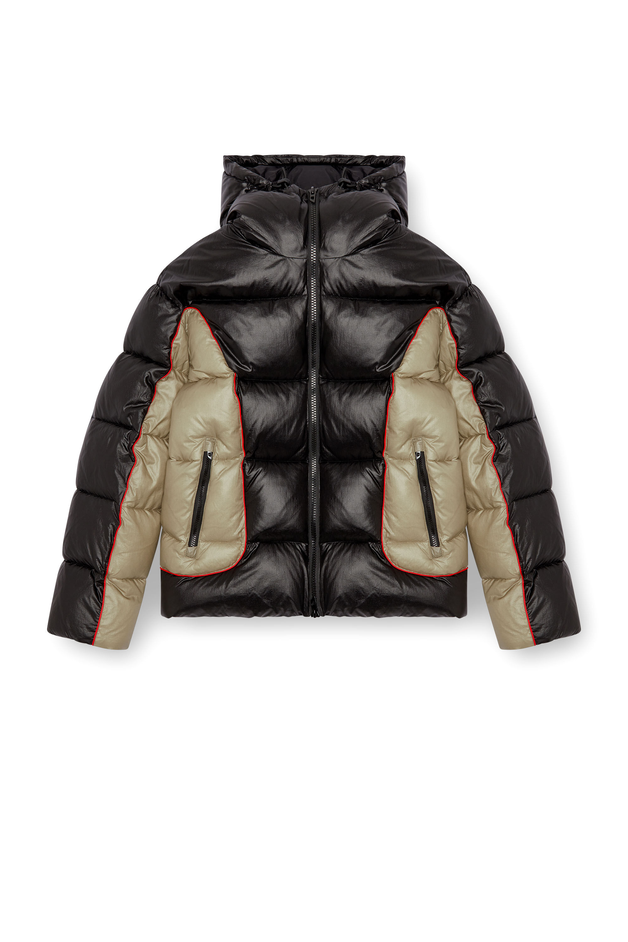 Men's Hooded puffer jacket in shiny ripstop | Multicolor | Diesel