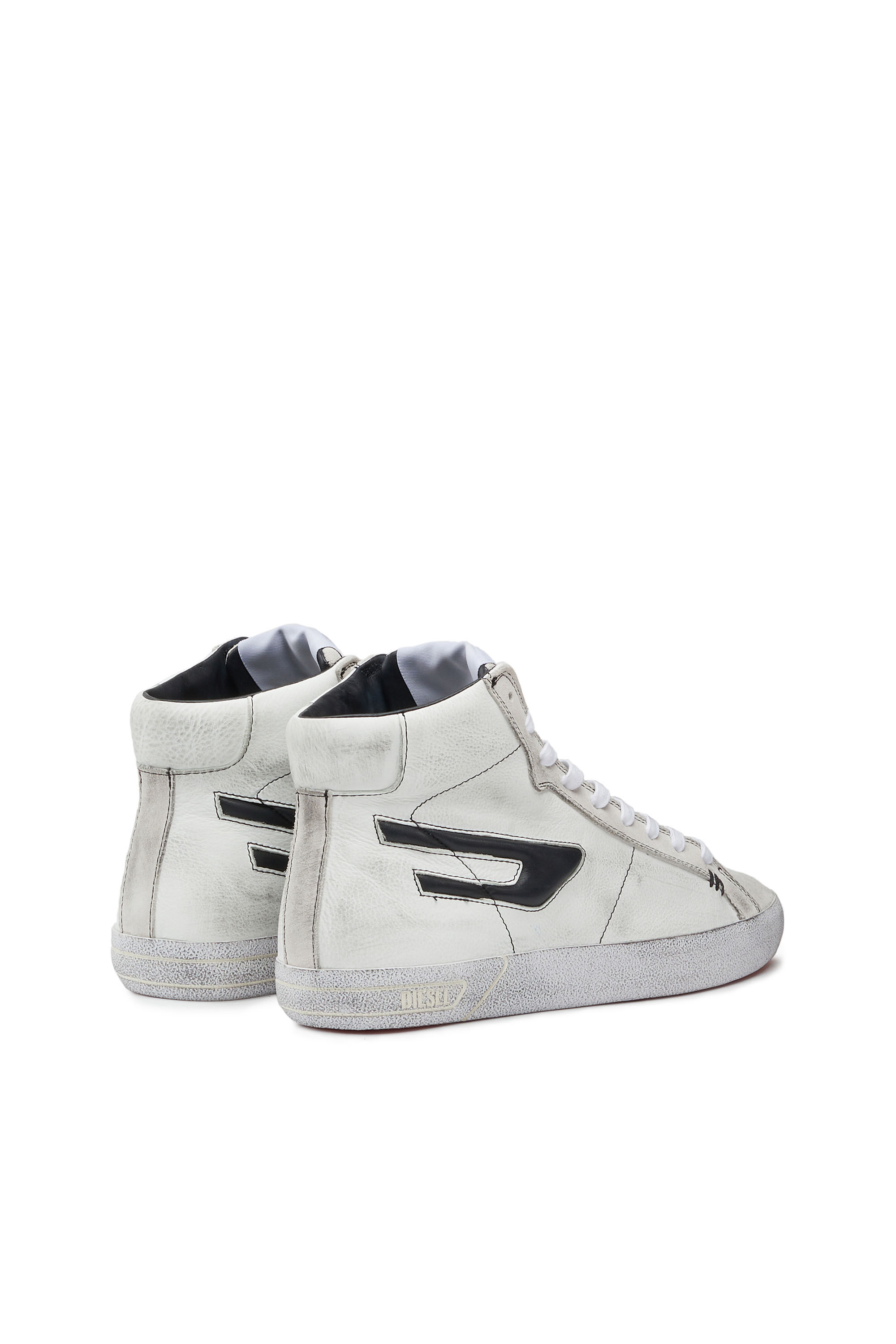 Women's High-top leather sneakers with D logo | Diesel