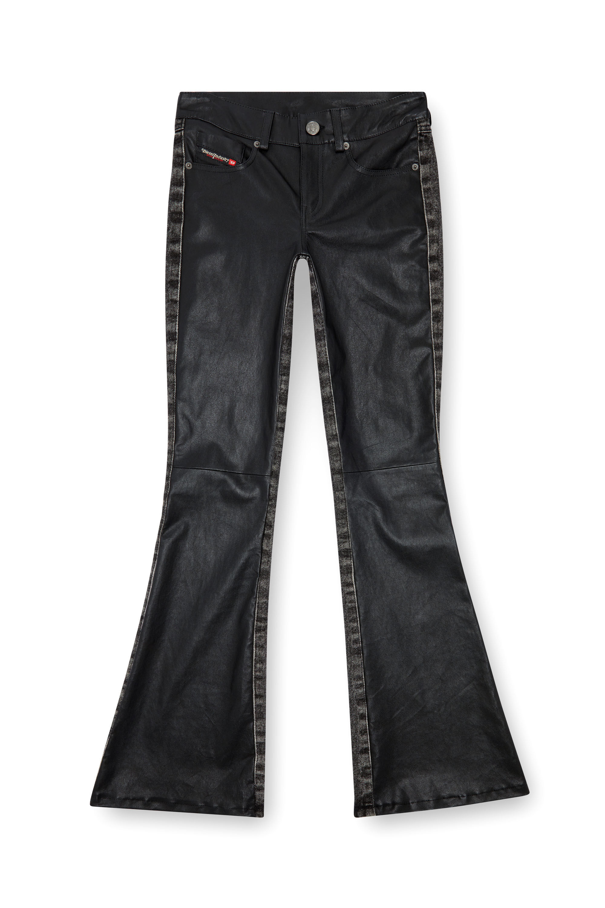 Diesel - L-OVELY, Pantalones bootcut de cuero y denim Mujer in Negro - 2