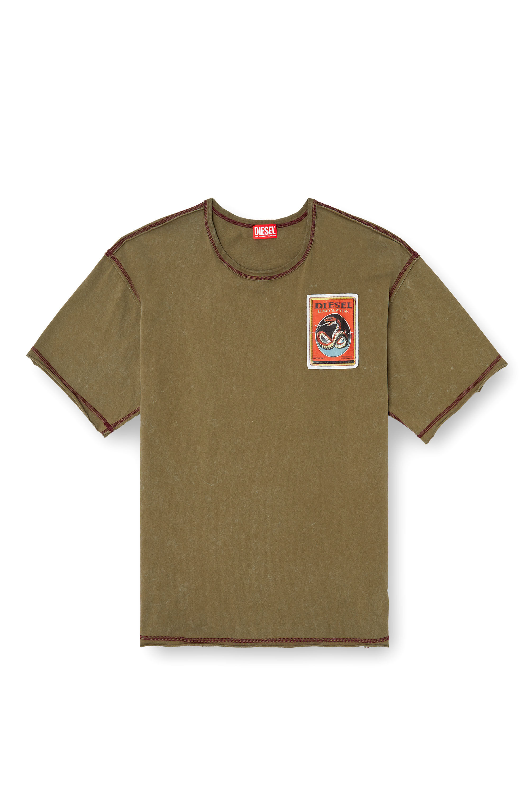 Diesel - CL-T-BOXT-SNAKE, Camiseta tratada con parches de serpiente Unisex in Verde - 2