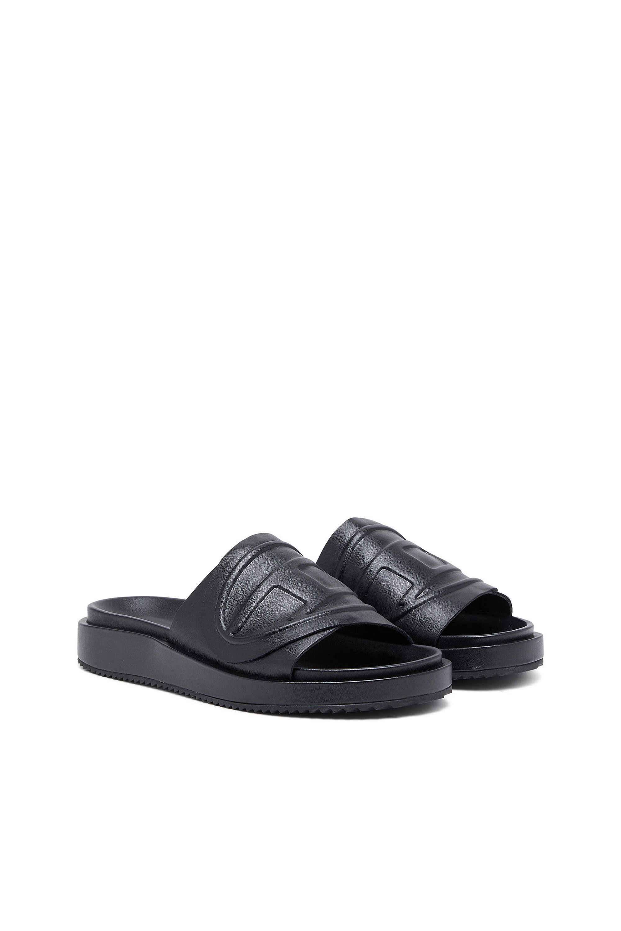 【DIESEL】 Sa-Slide D Oval - PU slides with embossed Oval D Women's Sa-Slide D-PU slides with embossed Oval D | Black