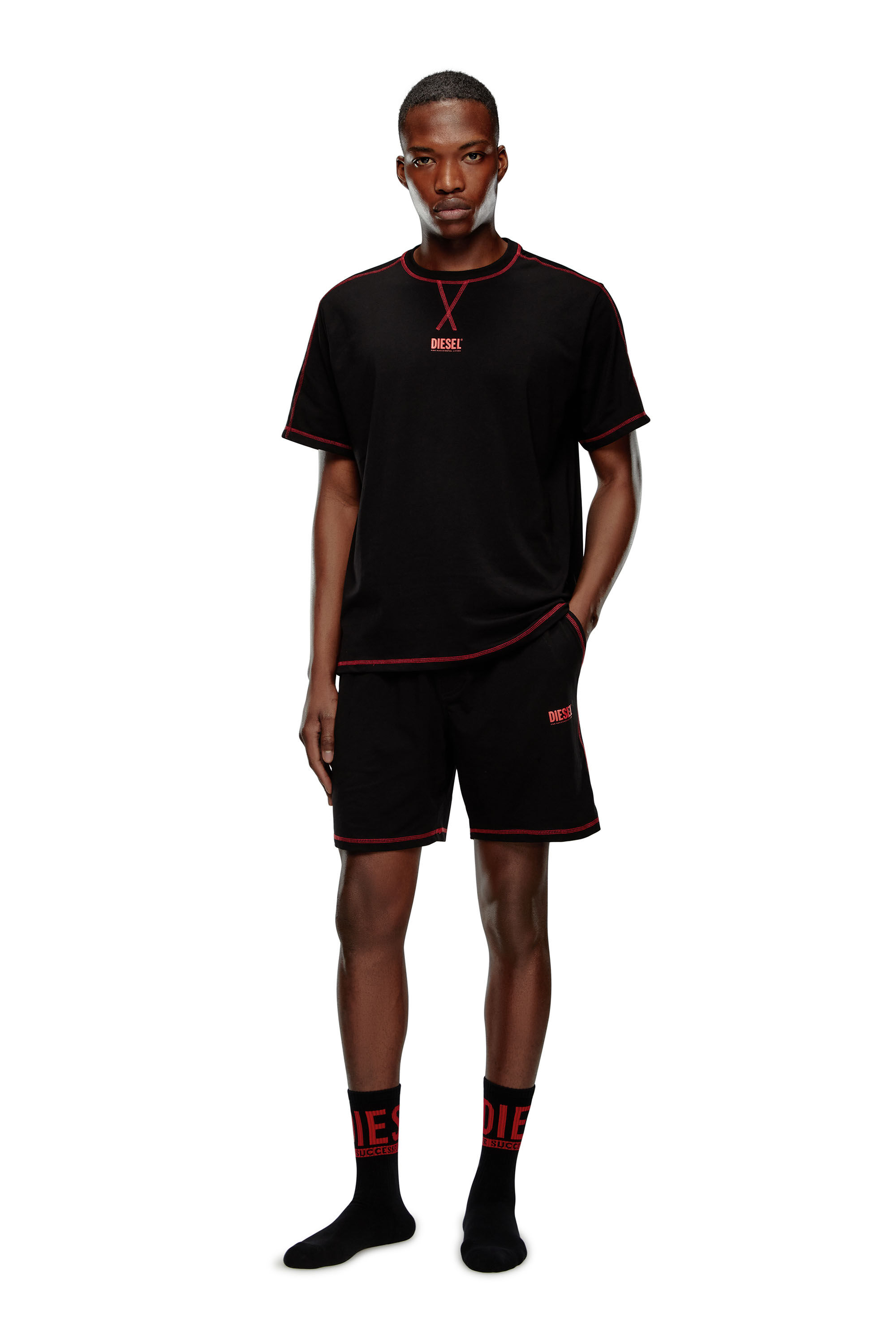 Diesel - UMSET-WILORT, Pijama corto con costuras en contraste Hombre in Negro - 4