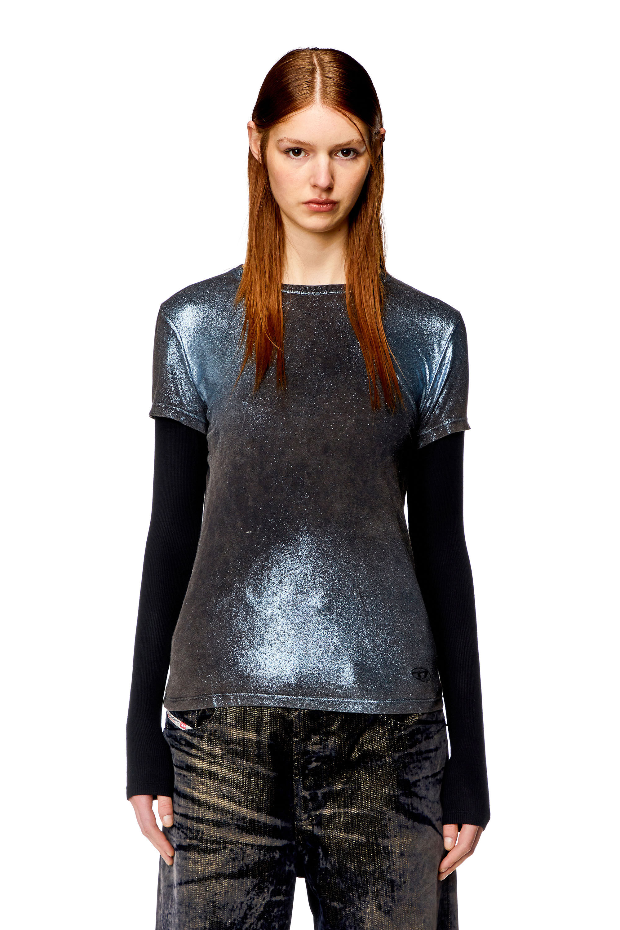 Women's Layered faded metallic top | Multicolor | Diesel