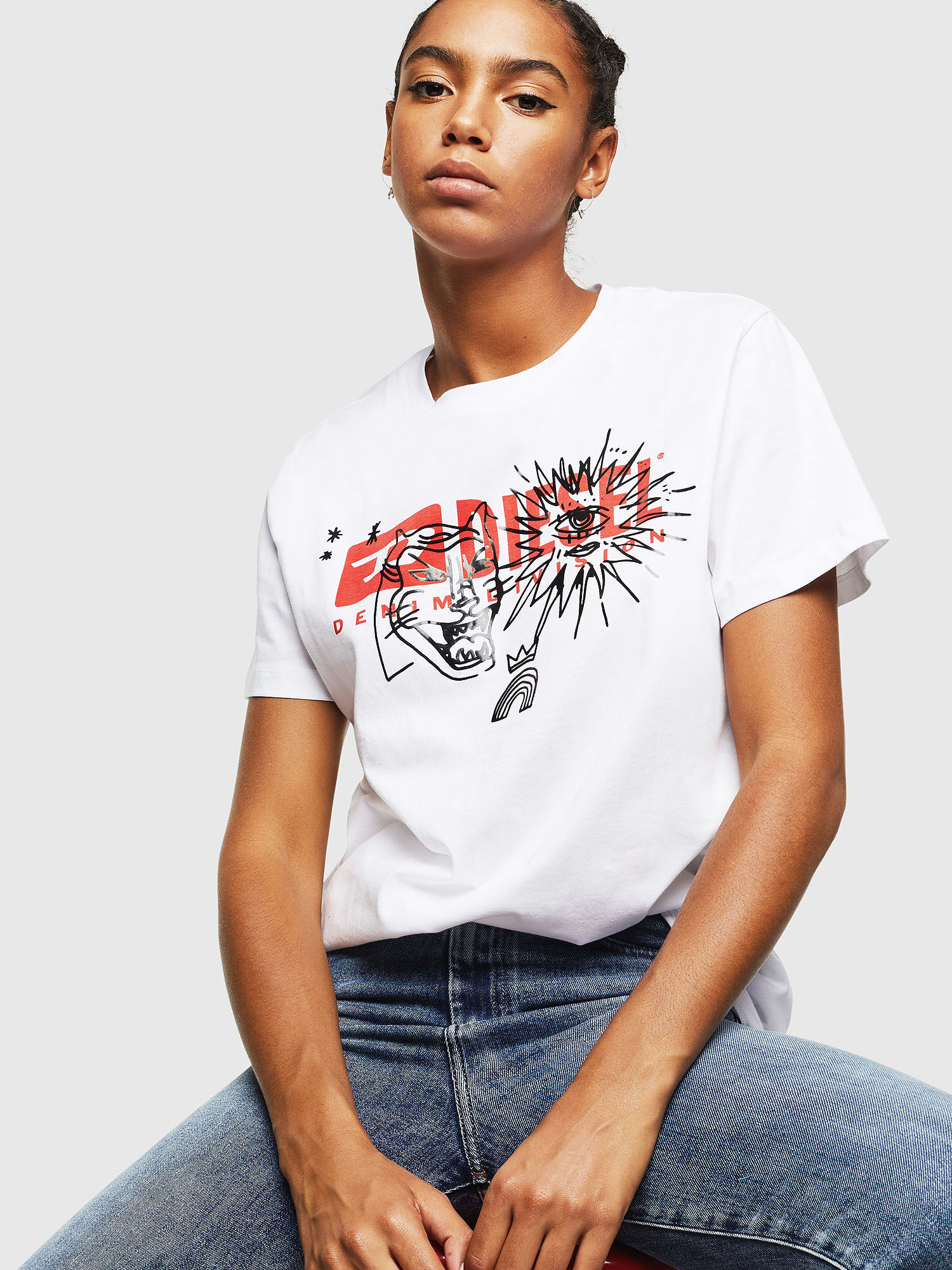 T DARIA YC Woman Logo T shirt with doodle print Diesel