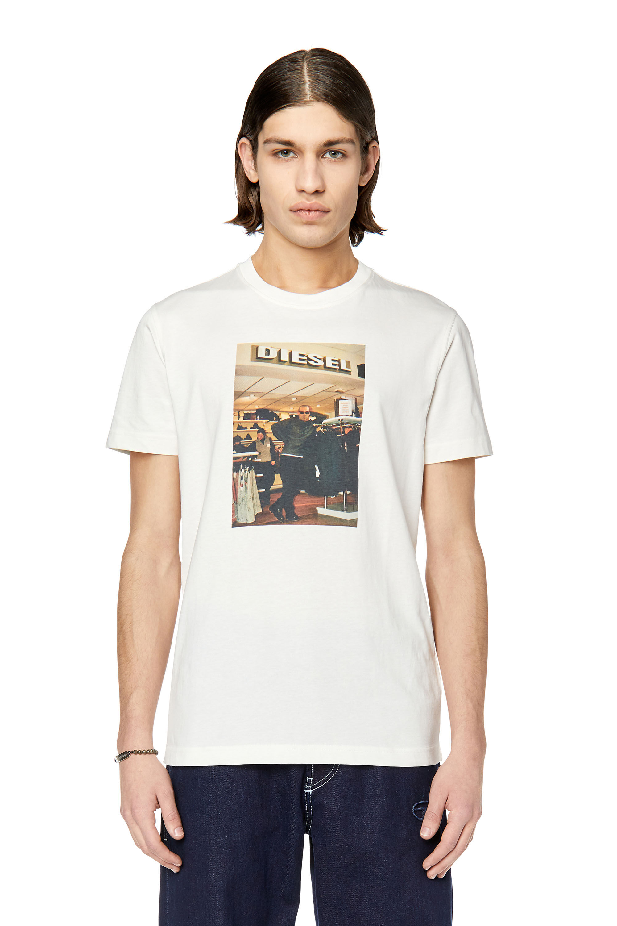 Diesel - T-DIEGOR-G8, Man's T-shirt with Diesel store photo print in White - 3