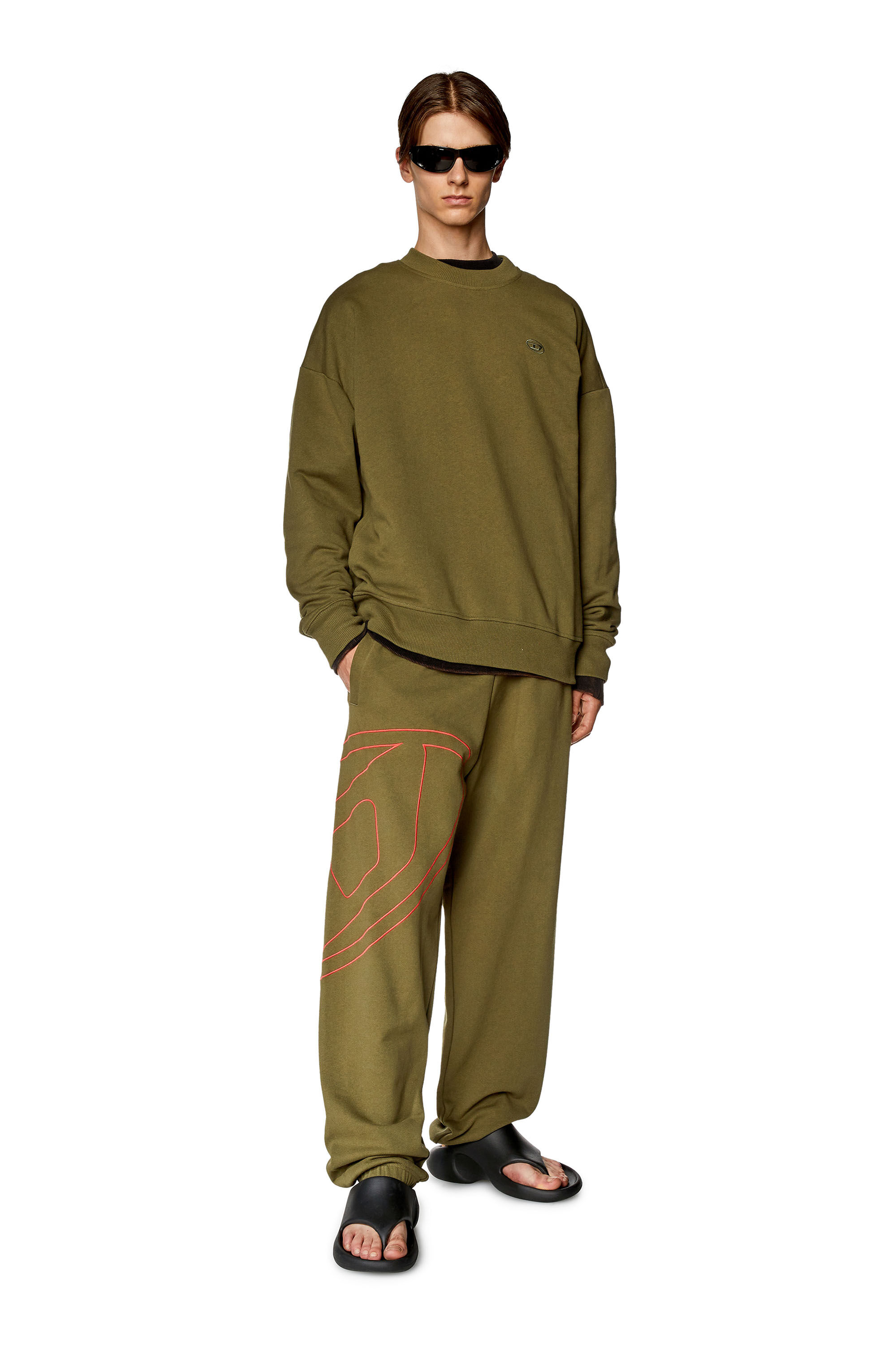 Men s Track pants with mega oval D Green Diesel