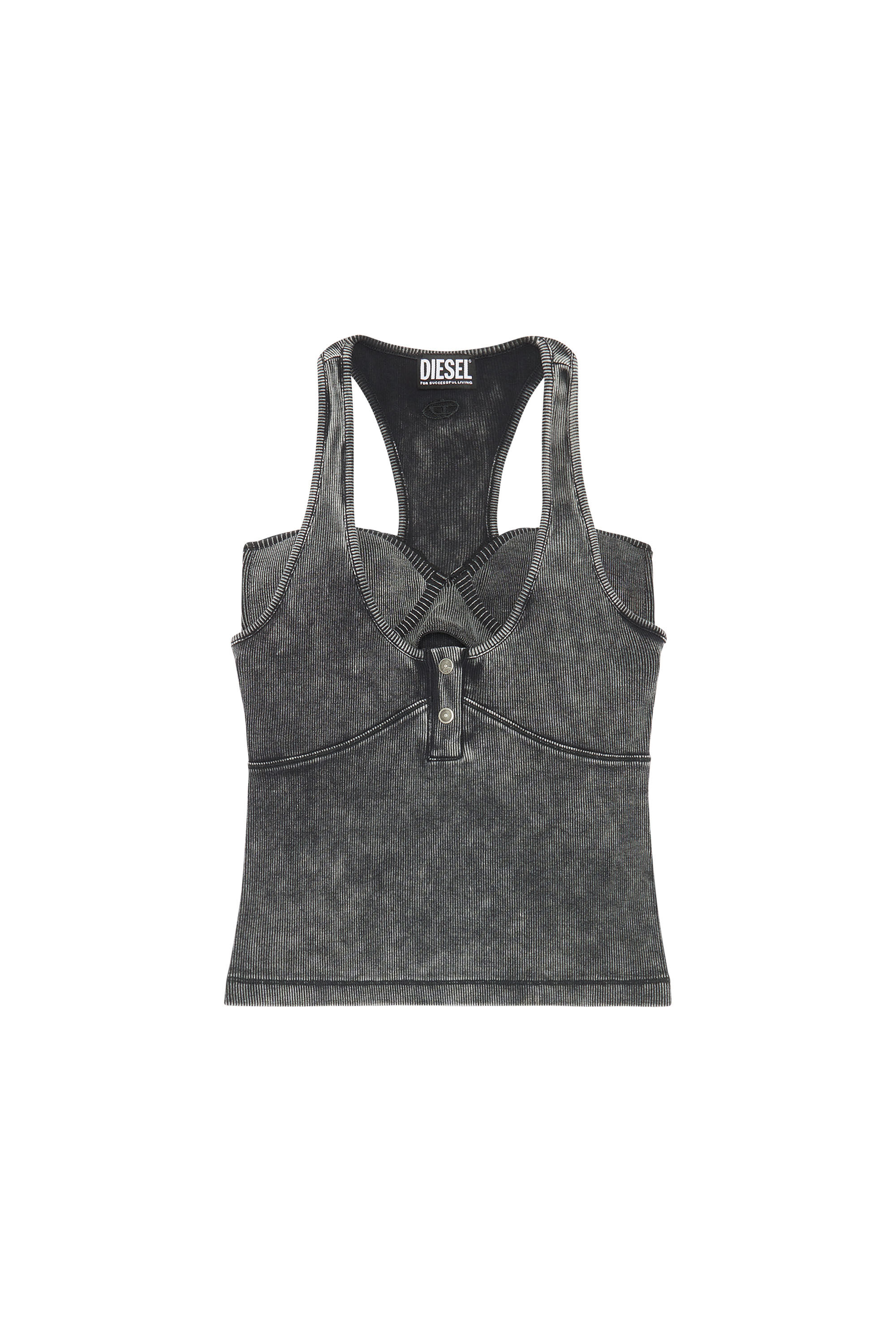 Diesel - T-ANIELLE, Woman Racerback top with lace bra in Black - Image 2