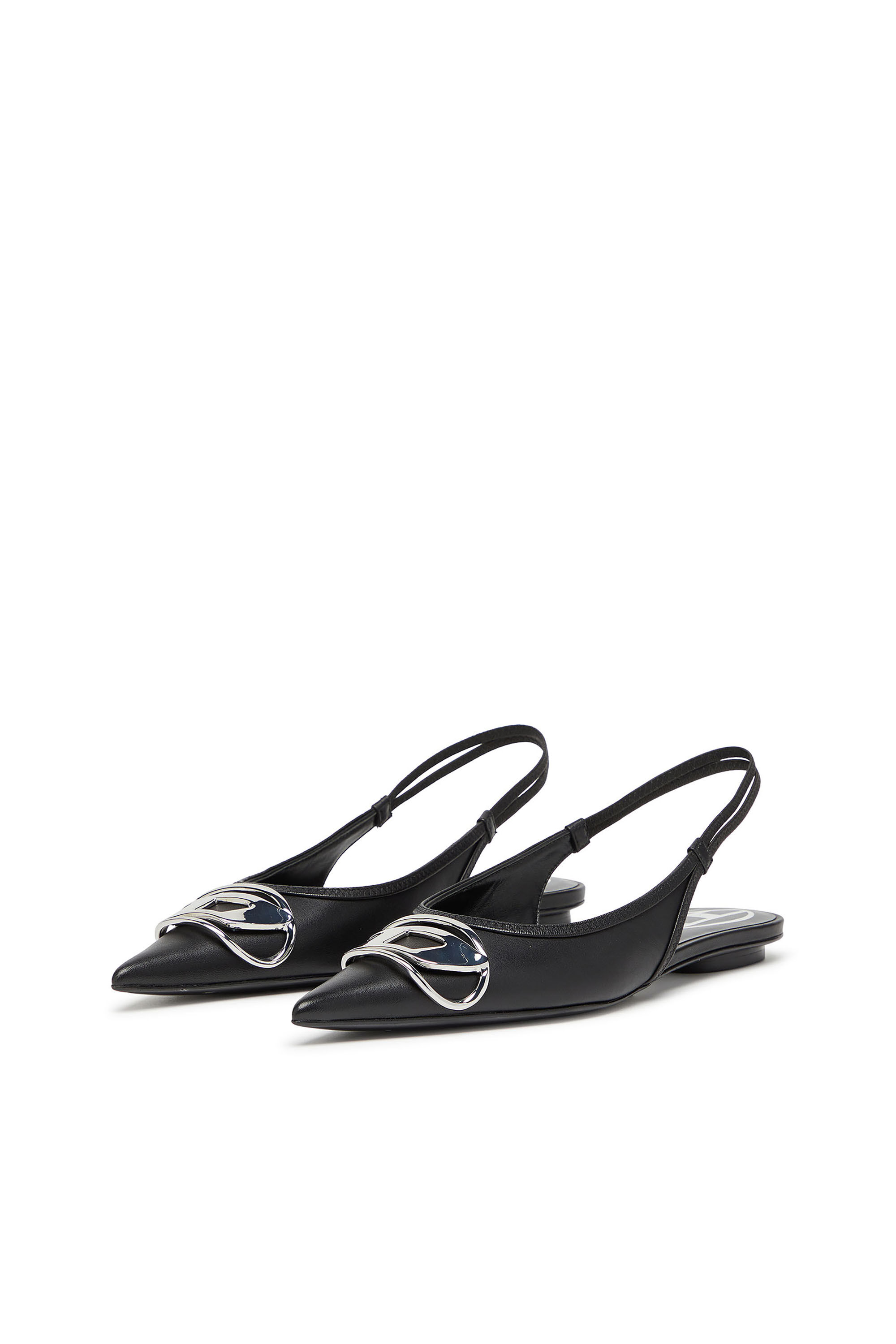 Diesel - D-VENUS SB BAL, Zapatos planos sin talón en cuero napa Mujer in Negro - 7