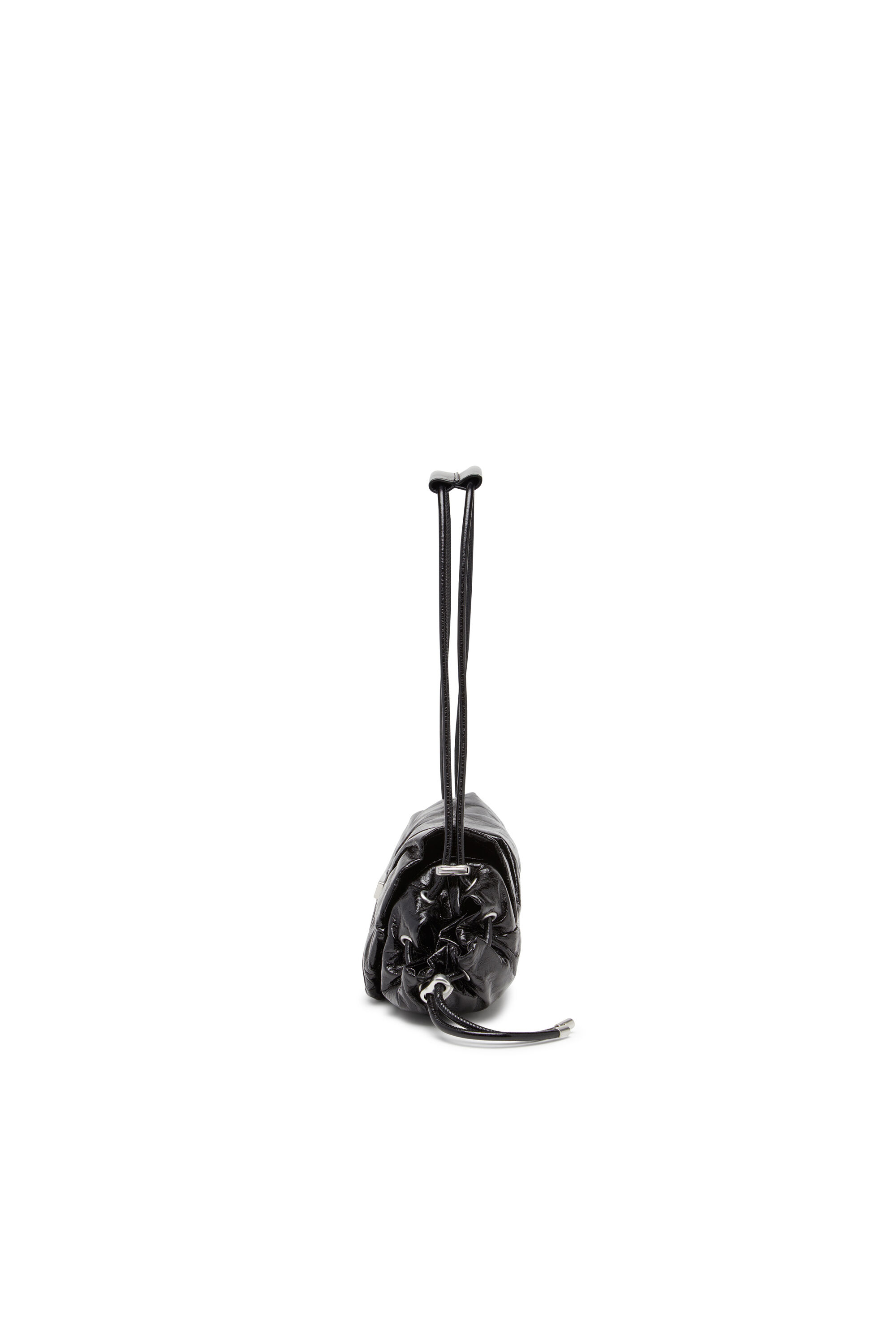 Diesel - SCRUNCH-D SHOULDER S, Woman's Scrunch-D S-Shoulder bag in scrunched leather in Black - 4