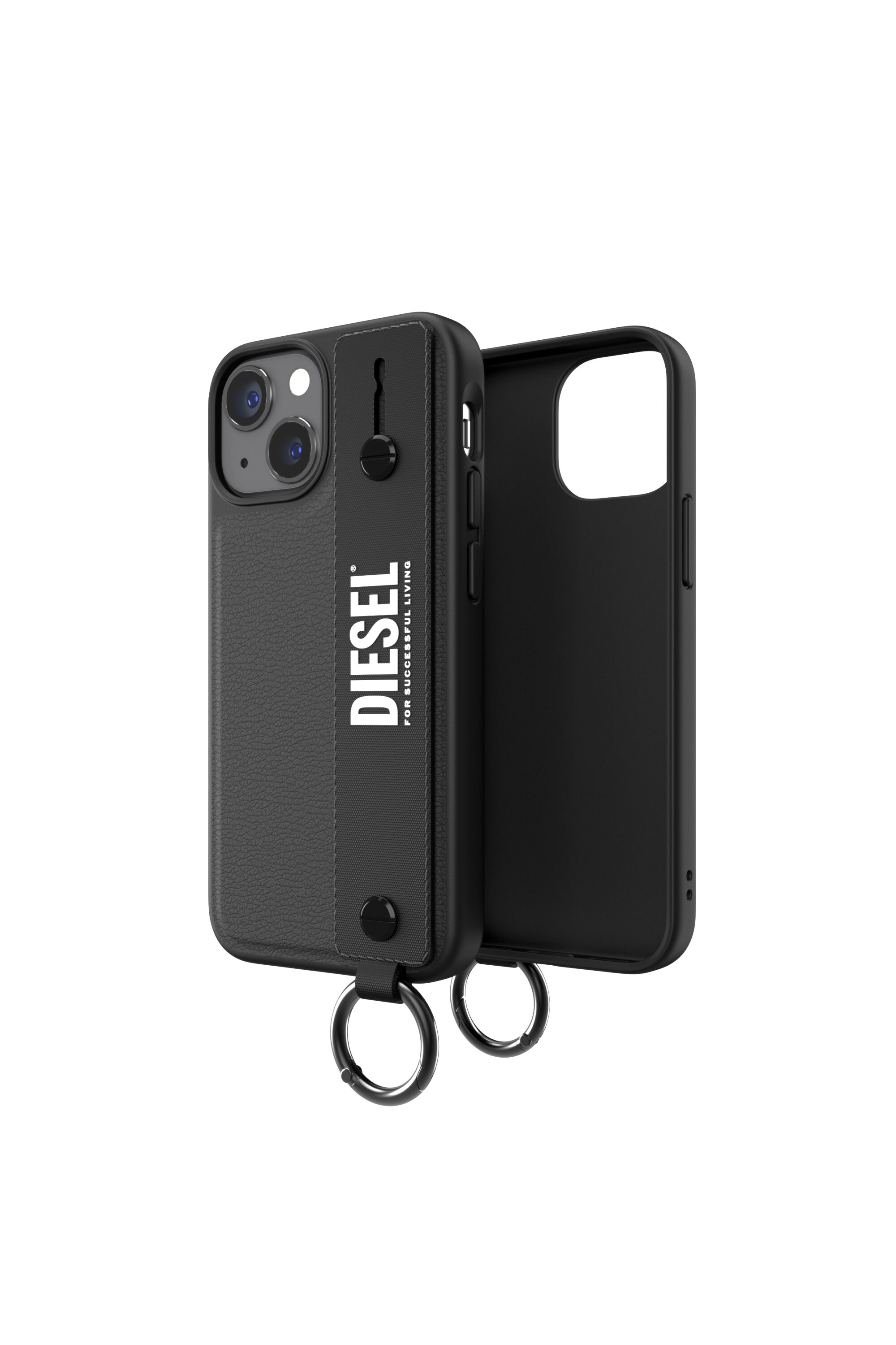 Diesel - 47176 TECH CHAIN, Funda con banda de agarre por iPhone 13 Mini Unisex in Negro - 1