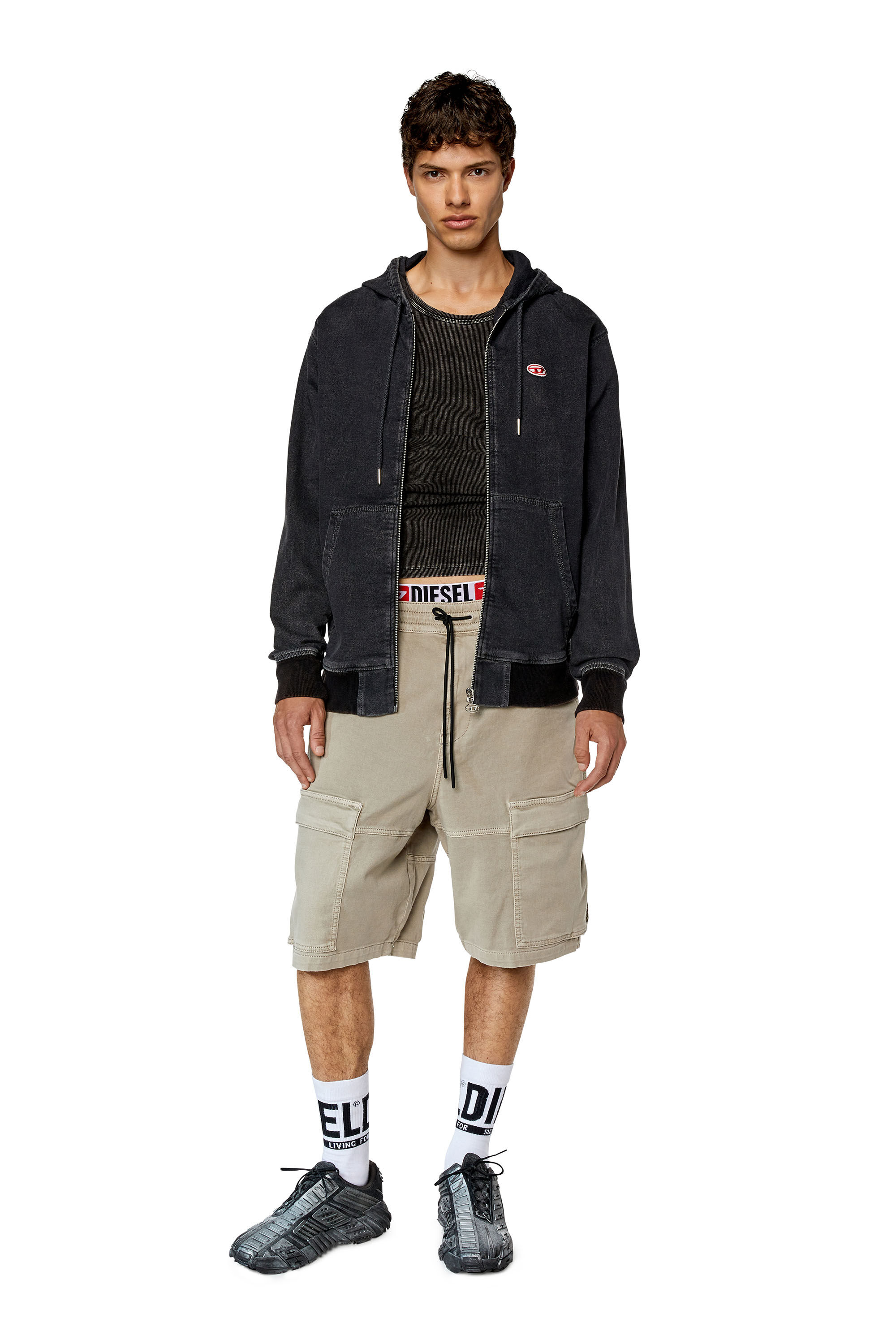 Diesel - D-KROOLEY-CARGO-SHORT JOGG, Pantalones cortos cargo en JoggJeans Hombre in Gris - 1