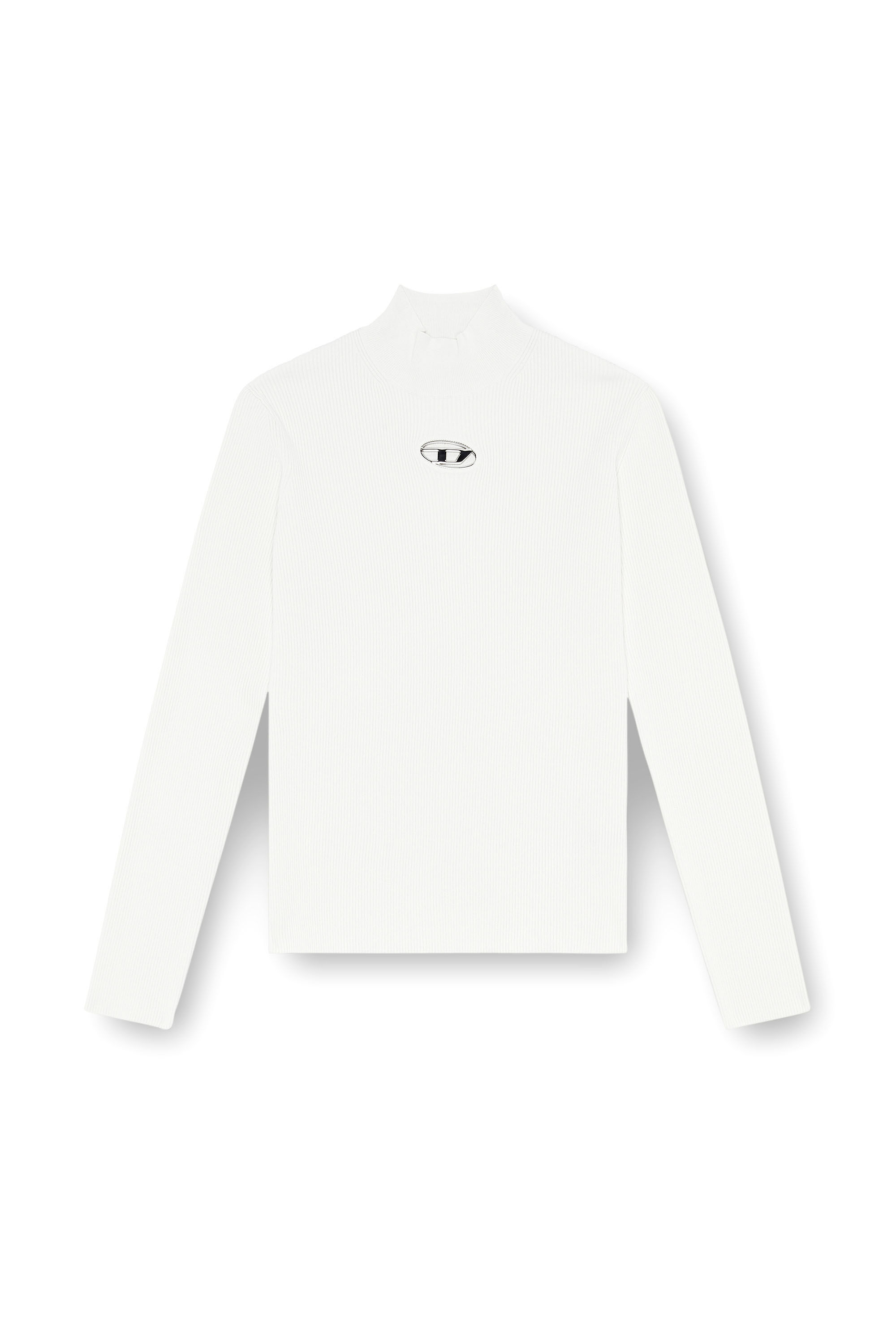 Diesel - K-ZACKARY, Man's Mock-neck jumper with Oval D in White - 2