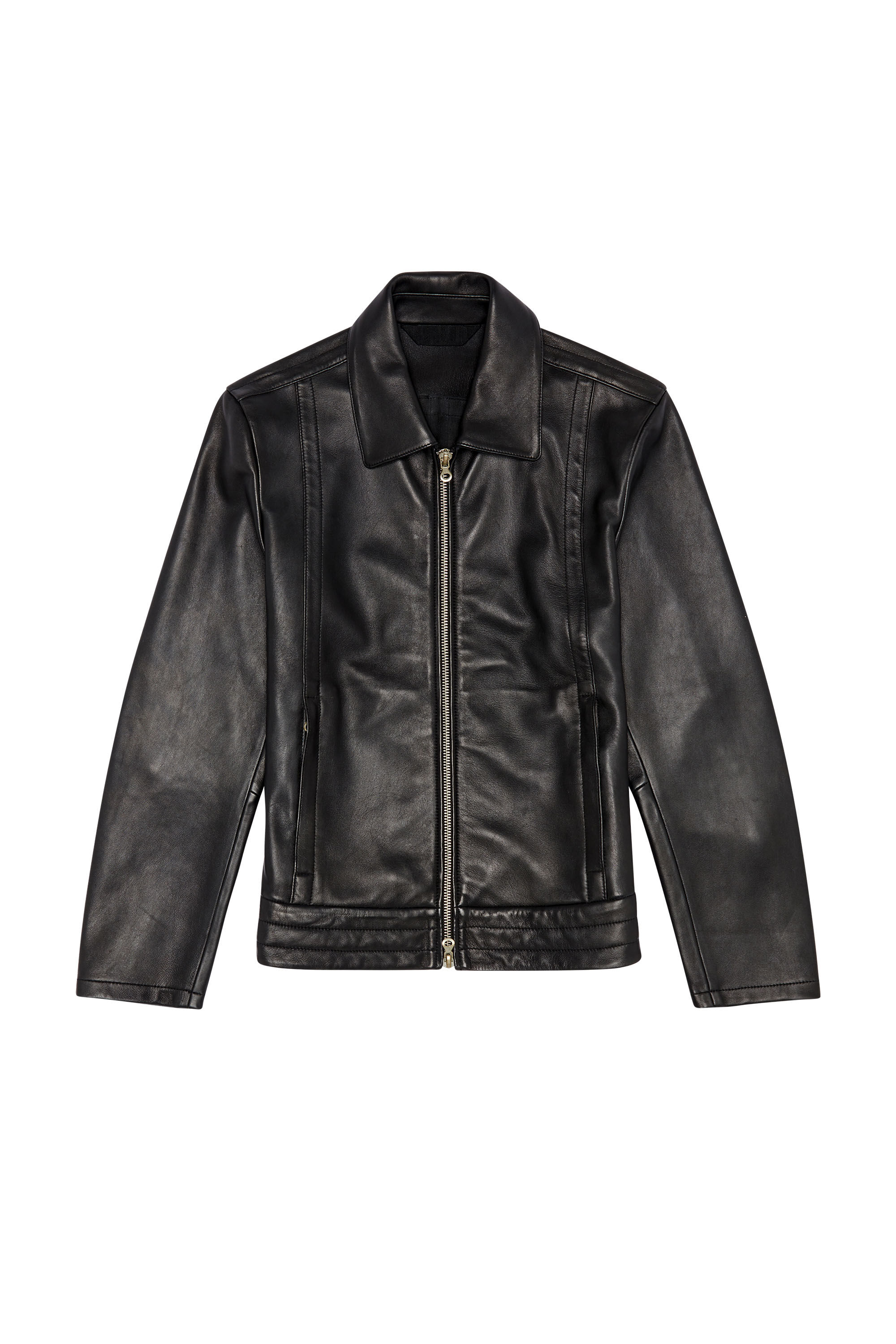 Men's Shirt jacket in supple leather | Black | Diesel