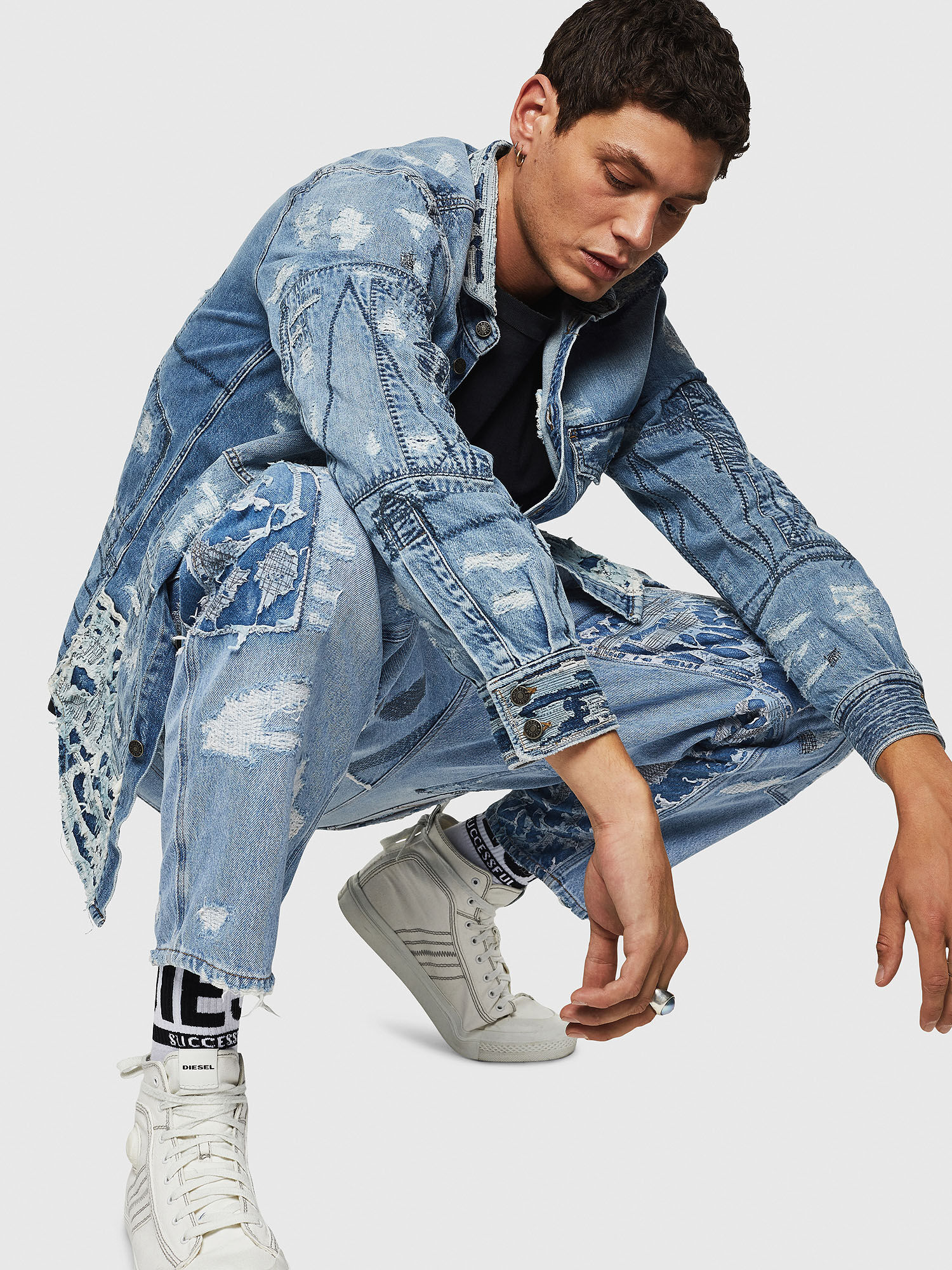 male denim dungarees
