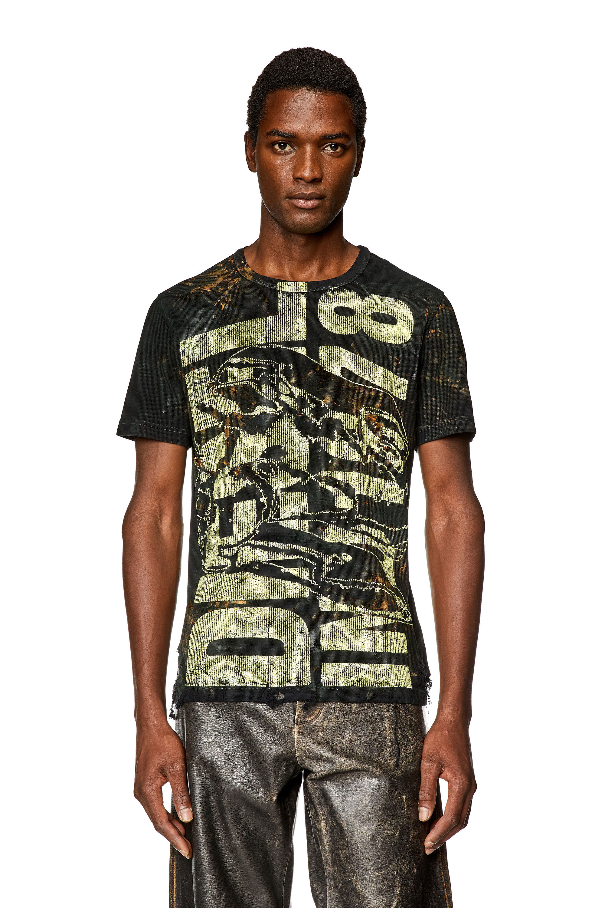 通販でクリスマス Men's Diesel | Multicolor | knit waffle in T-shirt Distressed トップス