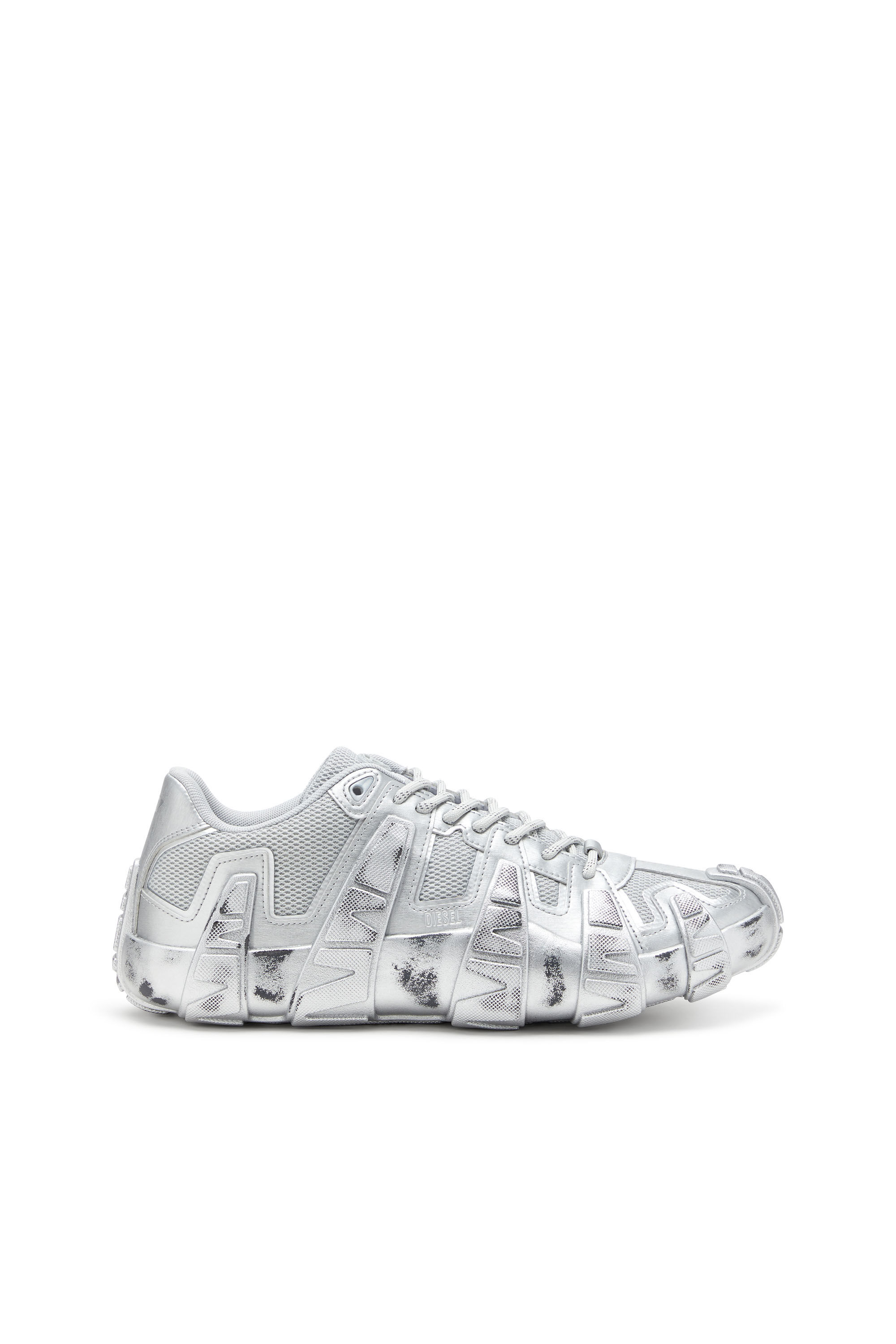 Diesel - S-D-GRIFFE LOW, Deportivas metálicas de malla y PU Hombre in Plateado - 1