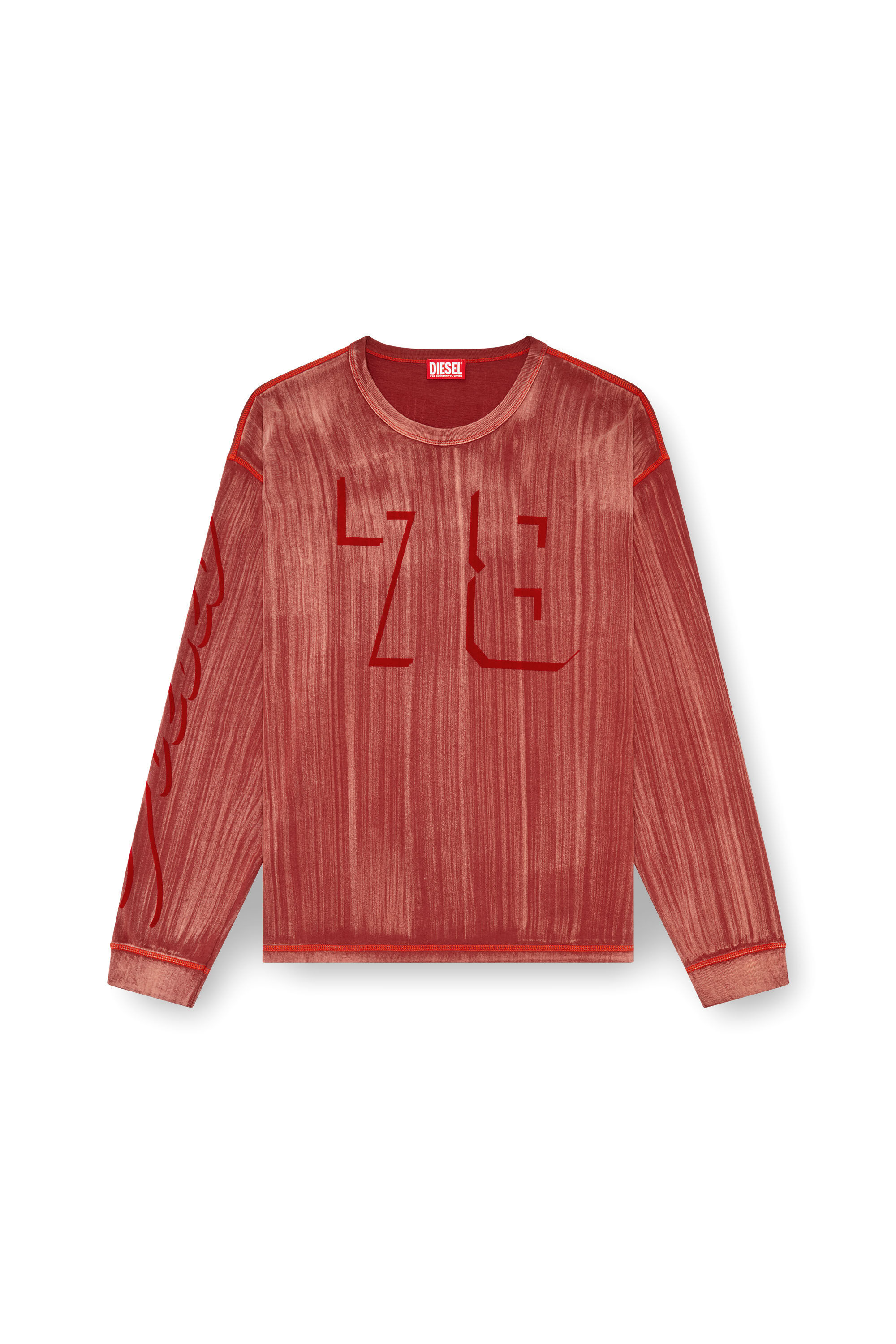 Men's Long-sleeve T-shirt with brushstroke fading | Red | Diesel