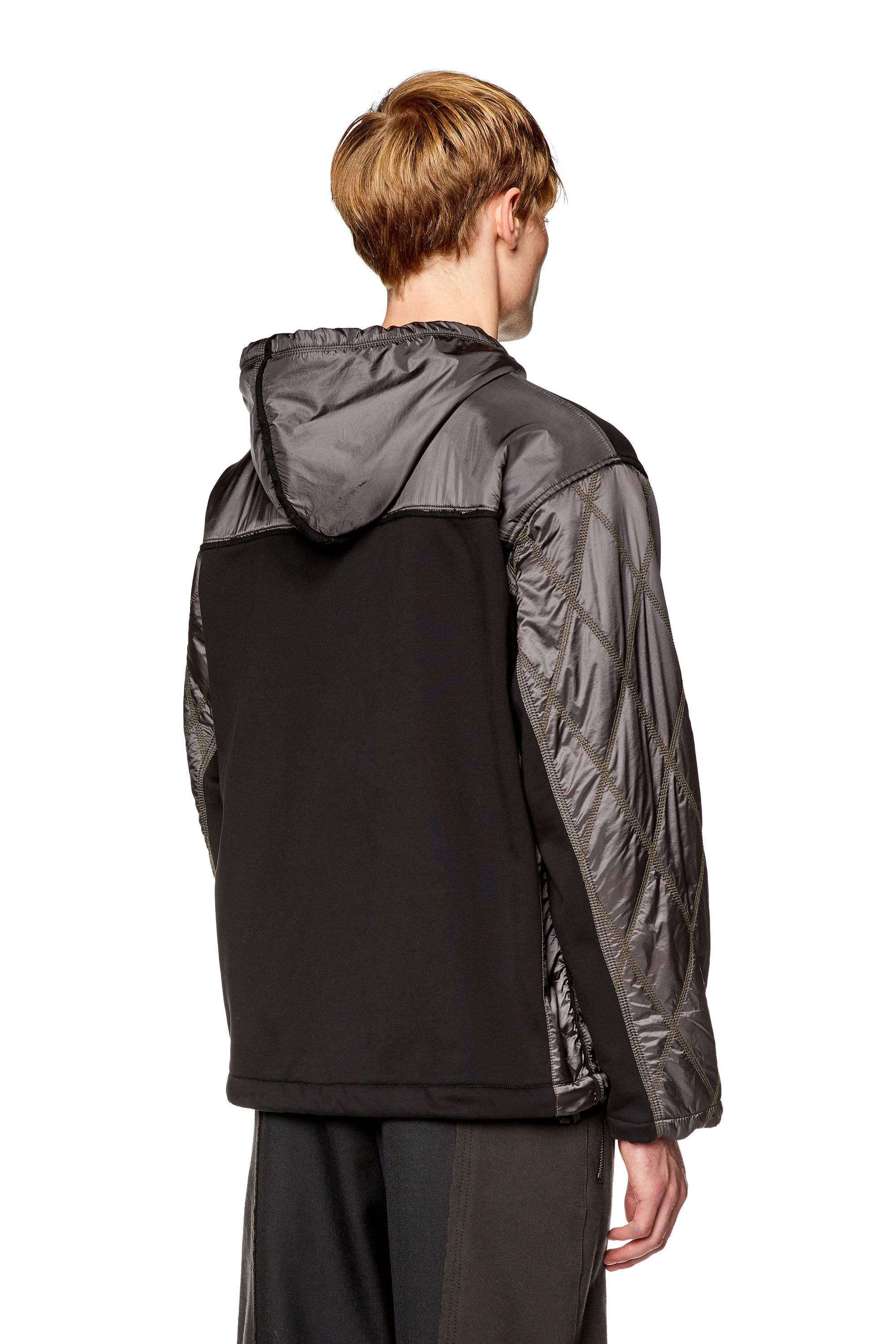 Men's Hooded jacket in fleece and quilted nylon | J-ROMBE Diesel