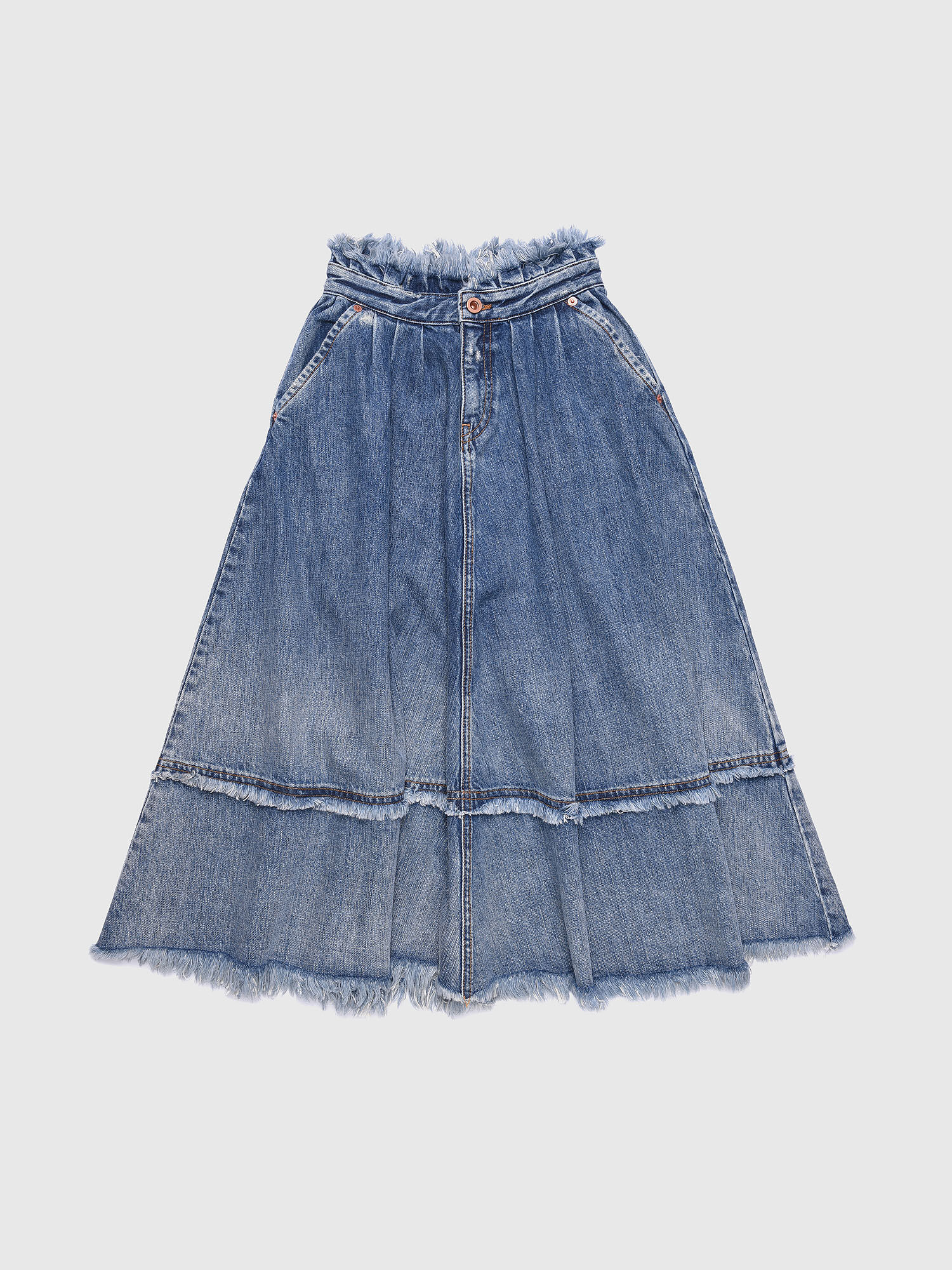 GLULABY Girl: Long denim skirt with frayed finish | Diesel