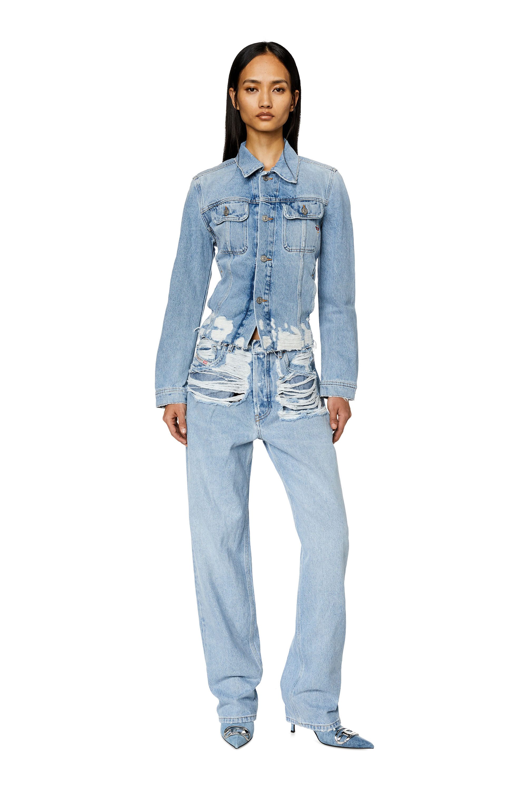 DIESEL>>1988 D-Ark ハイウエストストレートジーンズ Diesel 1988 D-ARK-S7 wide-leg Jeans | Grey | FARFETCH