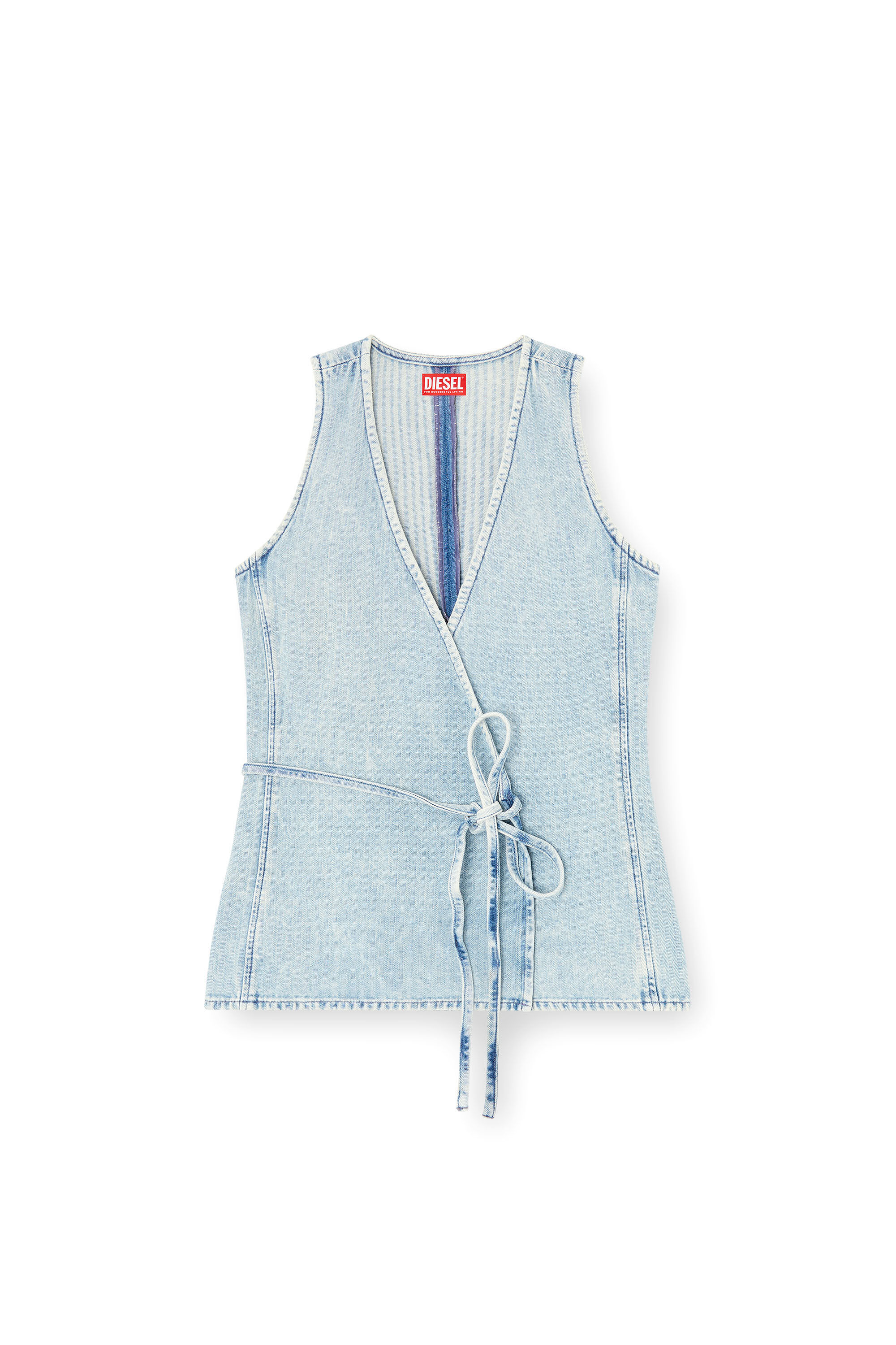 Women's Wrap top in herringbone denim | Blue | Diesel