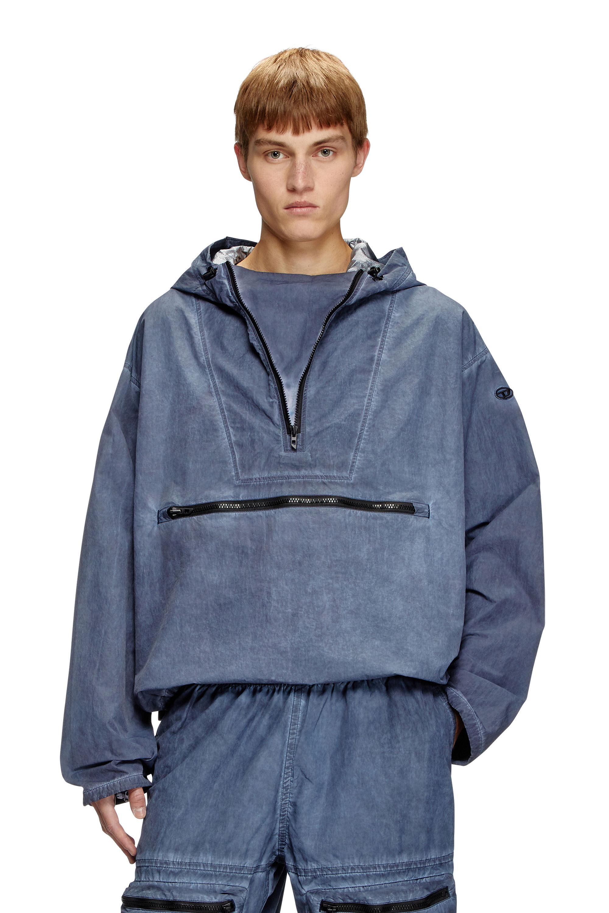 Men's Packable hooded anorak jacket | Blue | Diesel