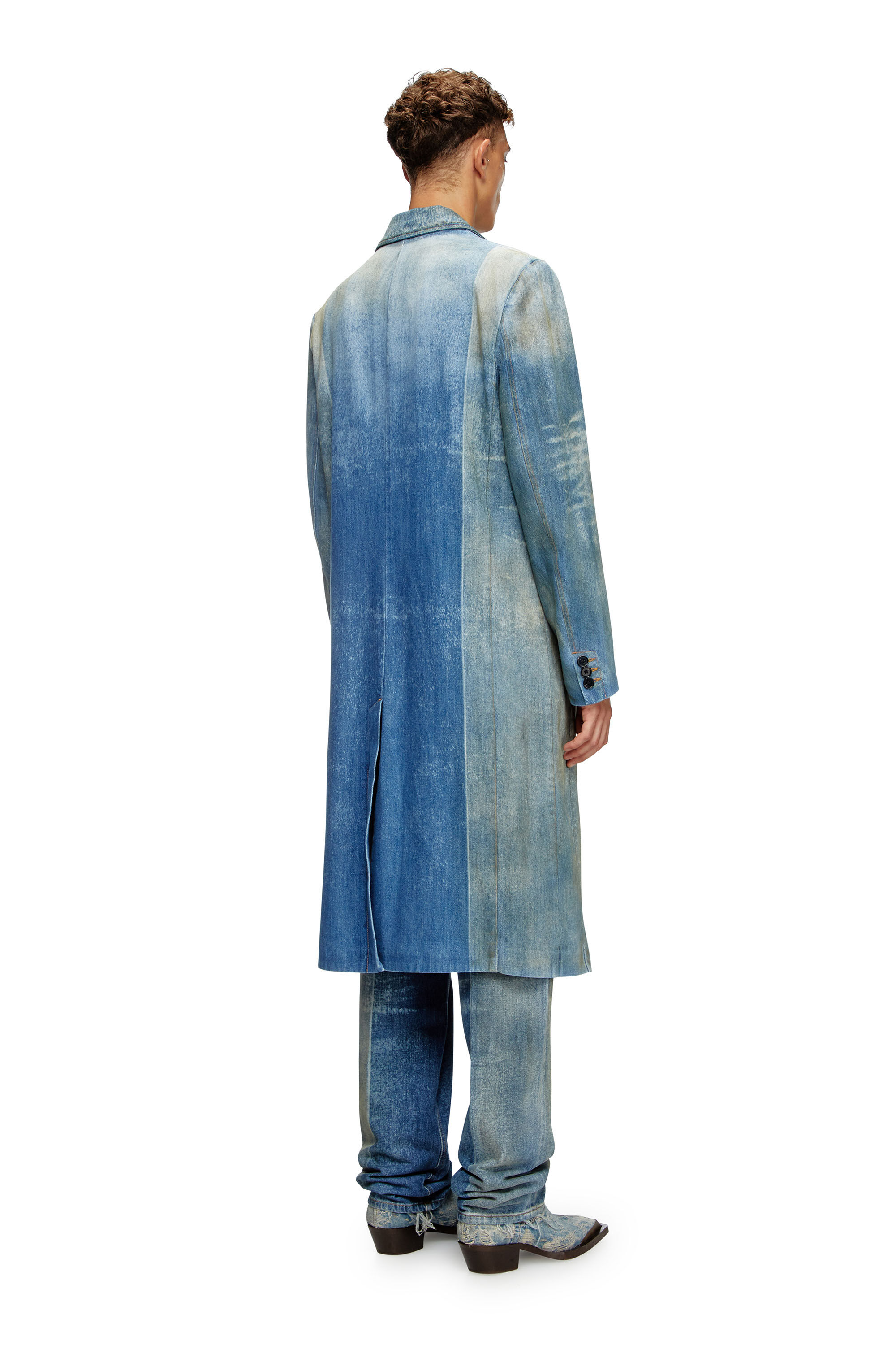 Diesel - D-BALZER-MID-FSF, Man's Denim coat with solarised folds in Medium blue - 5