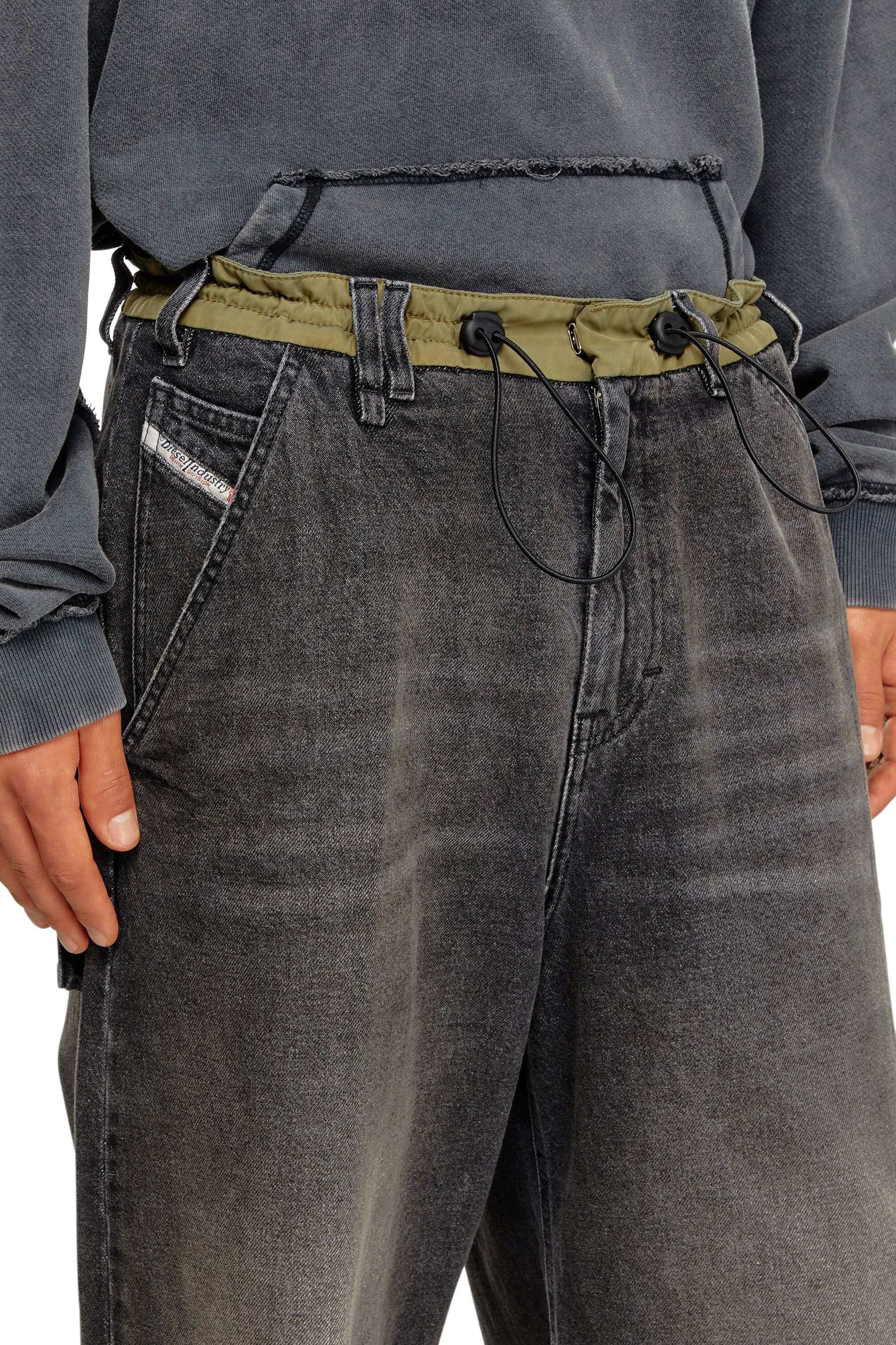 Diesel - D-ANDRE-SHORT-S, Man's Loose bermuda shorts in denim and nylon in Black - 4