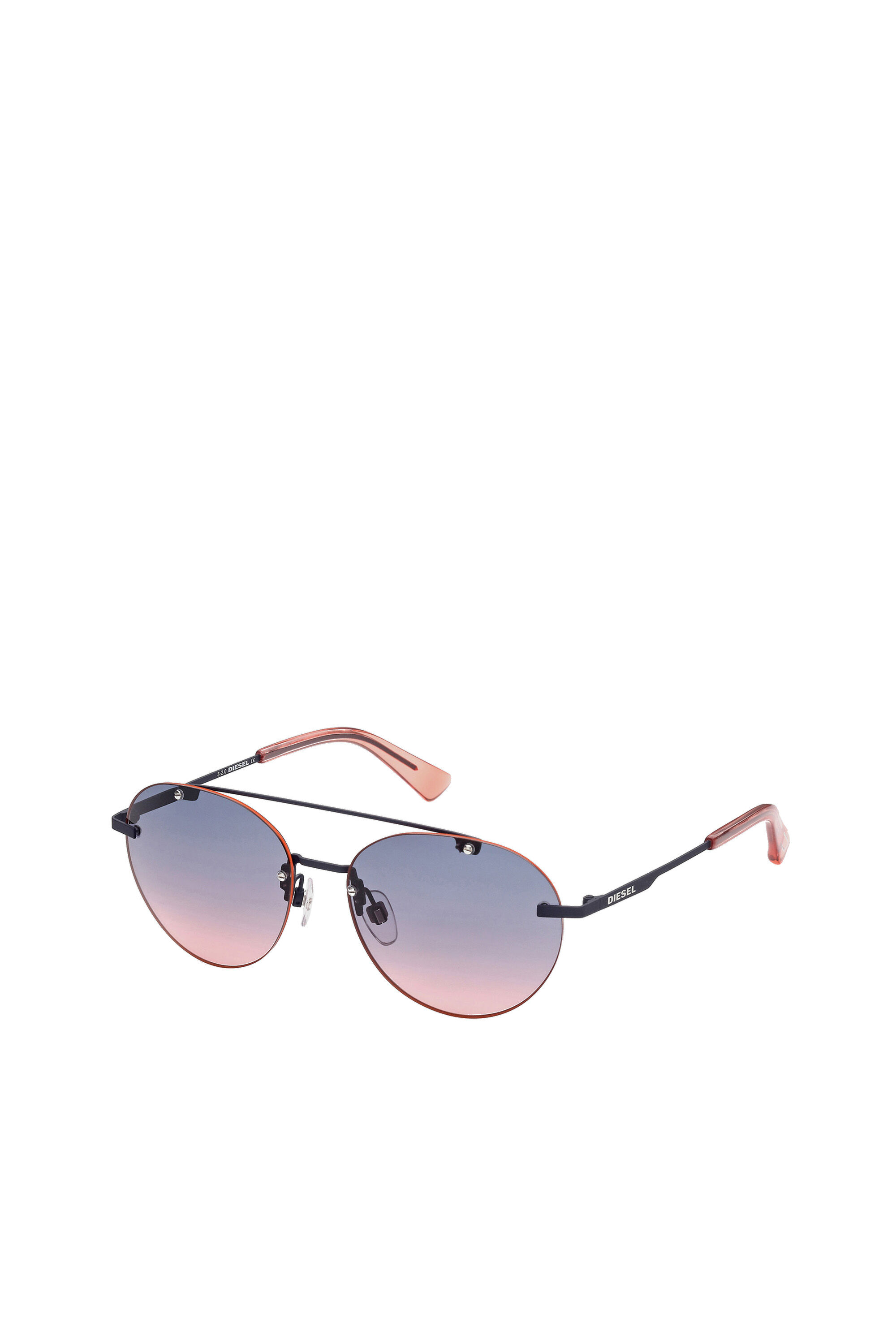 Diesel - DL0351, Unisex's Round sunglasses with lightweight metal construction in Pink/Black - 2