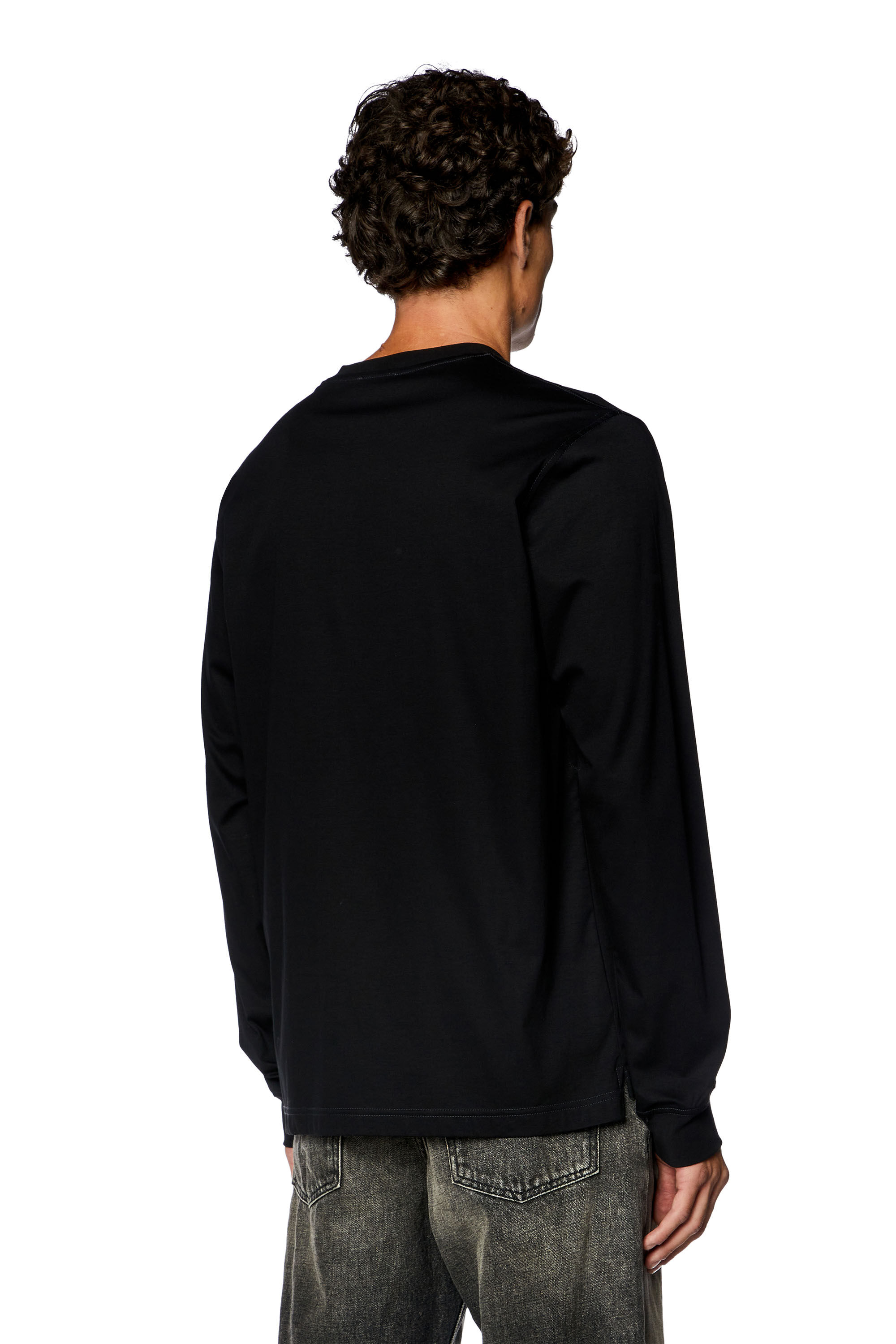 Men's Long-sleeve T-shirt with high-density prints | Black | Diesel