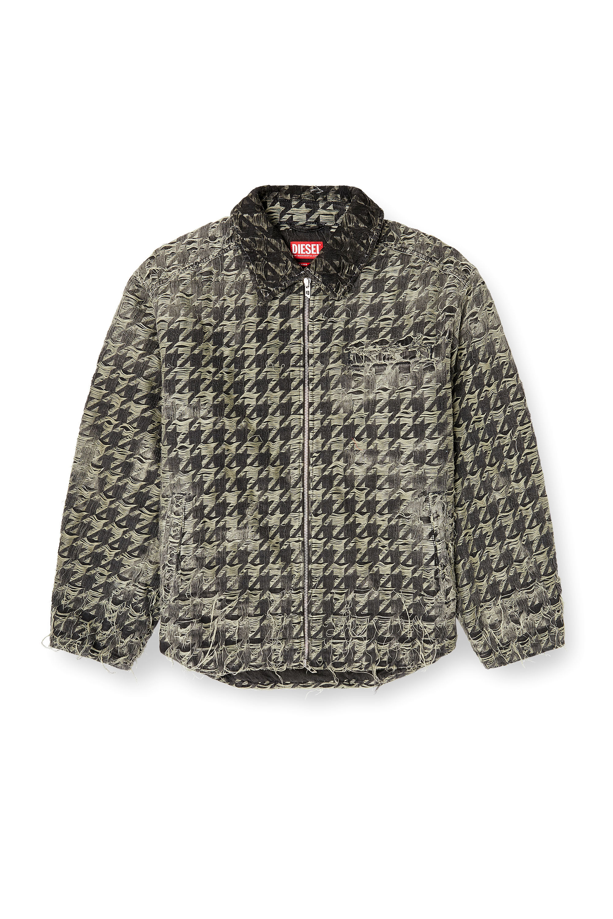 Diesel - D-ELMO-FSH, Chaqueta en tejido denim con tejido de pata de gallo Hombre in Negro - 2