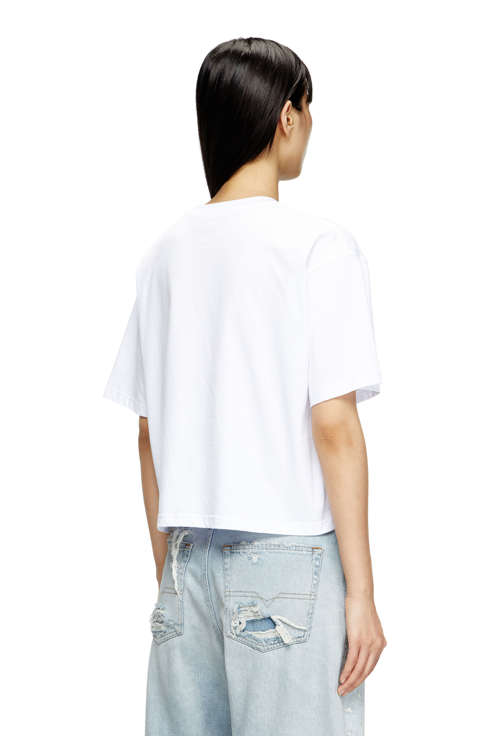 Women's Boxy T-shirt with cut-out Oval D logo | White | Diesel