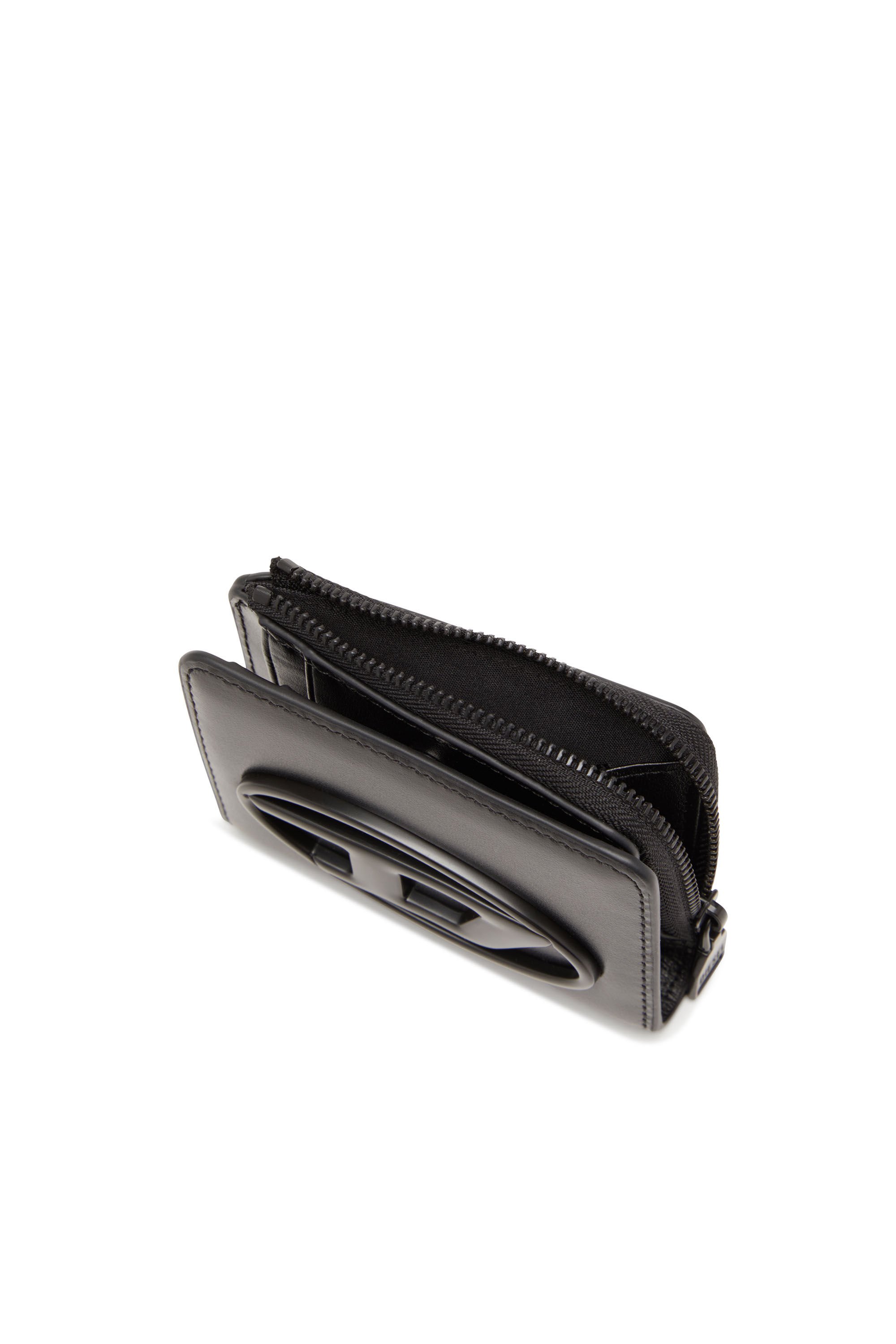 Diesel - HOLI-D CARD HOLDER ZIP L, Unisex Card holder in smooth leather in Black - Image 4