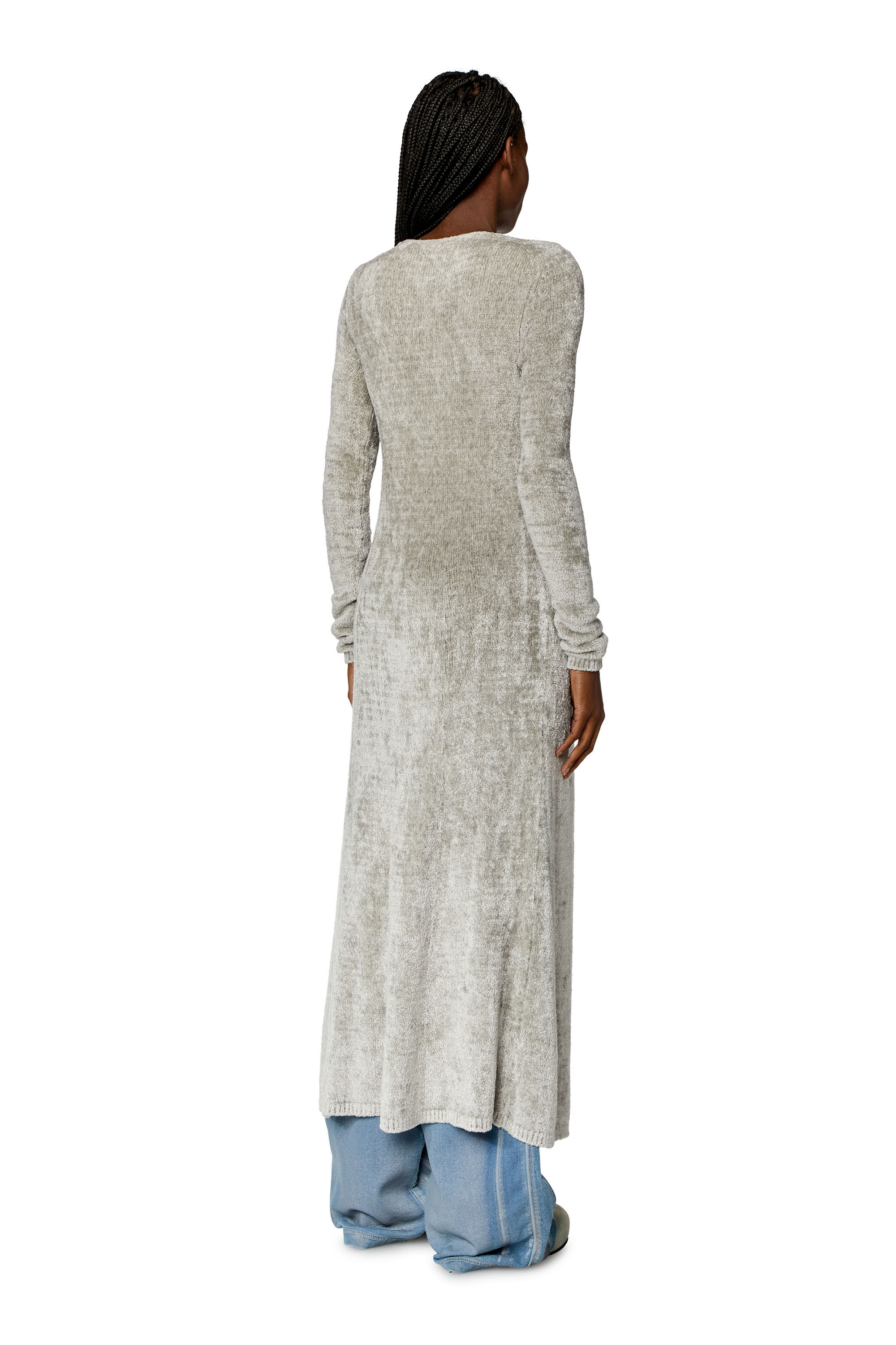 Women's Long fuzzy chenille cardigan | Grey | Diesel